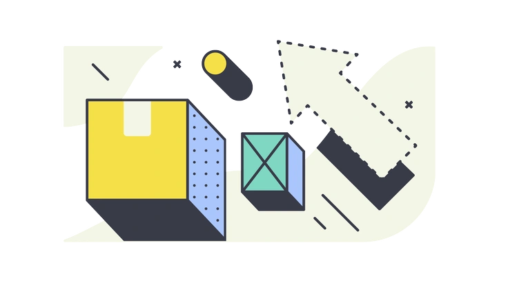 Geometric shapes with arrows and dots - Abstract style illustration