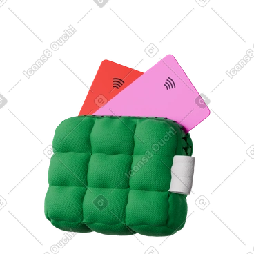 Inflated wallet with credit cards animated illustration in GIF, Lottie (JSON), AE