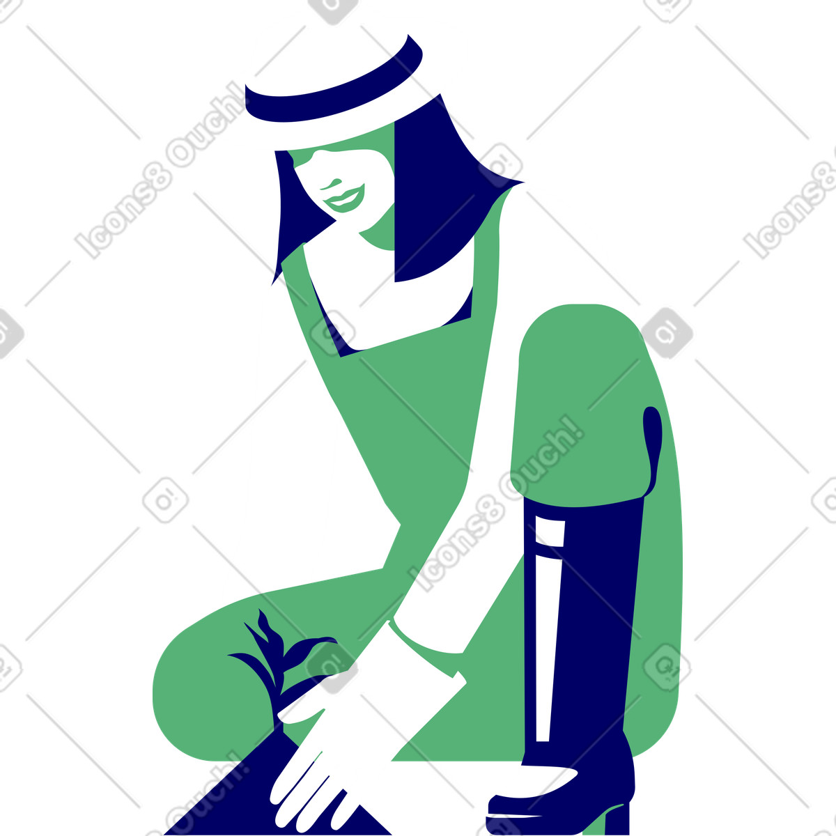 Illustration Jardinier féminin dans un chapeau et des bottes en caoutchouc le style Lounge à télécharger aux formats PNG, SVG