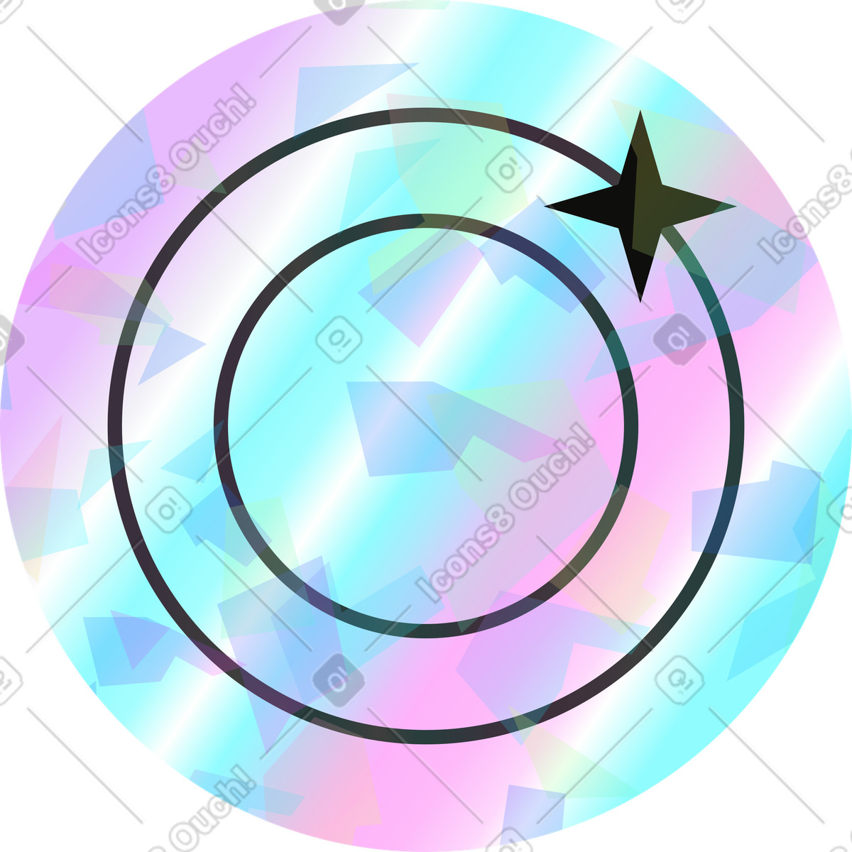 Null-Illustration im Holostickers-Stil als Download in PNG, SVG