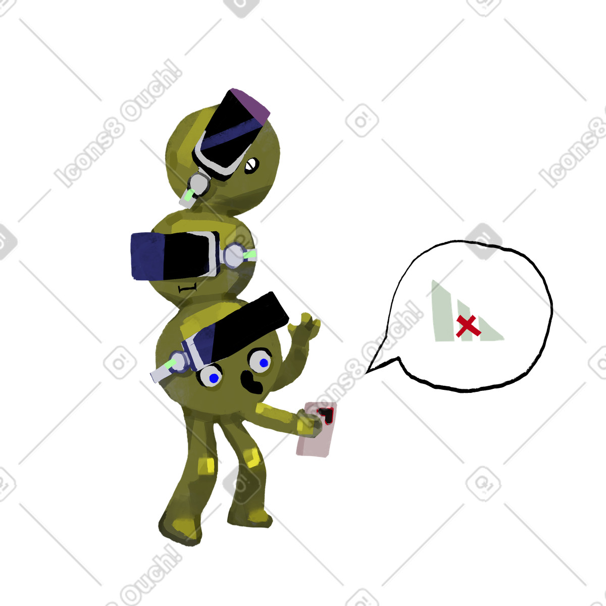 Losing WiFi signal, Internet connectivity issue or no connection illustration in Atomic style download in PNG, SVG
