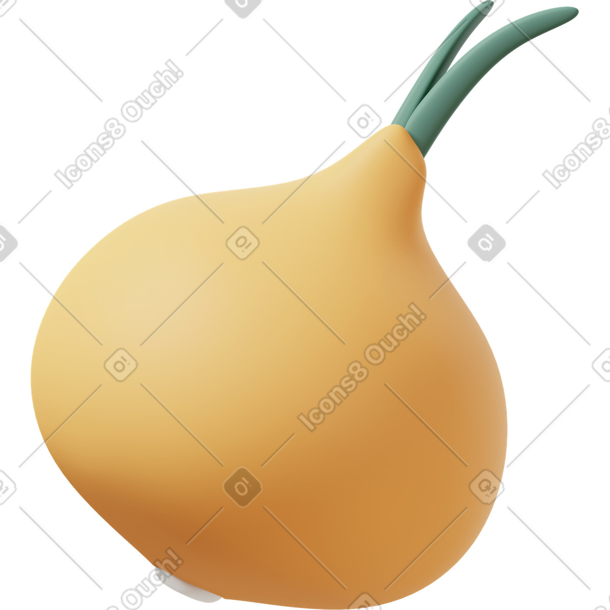3D Casual life 스타일의 Yellow onion 일러스트레이션 PNG, SVG 다운로드