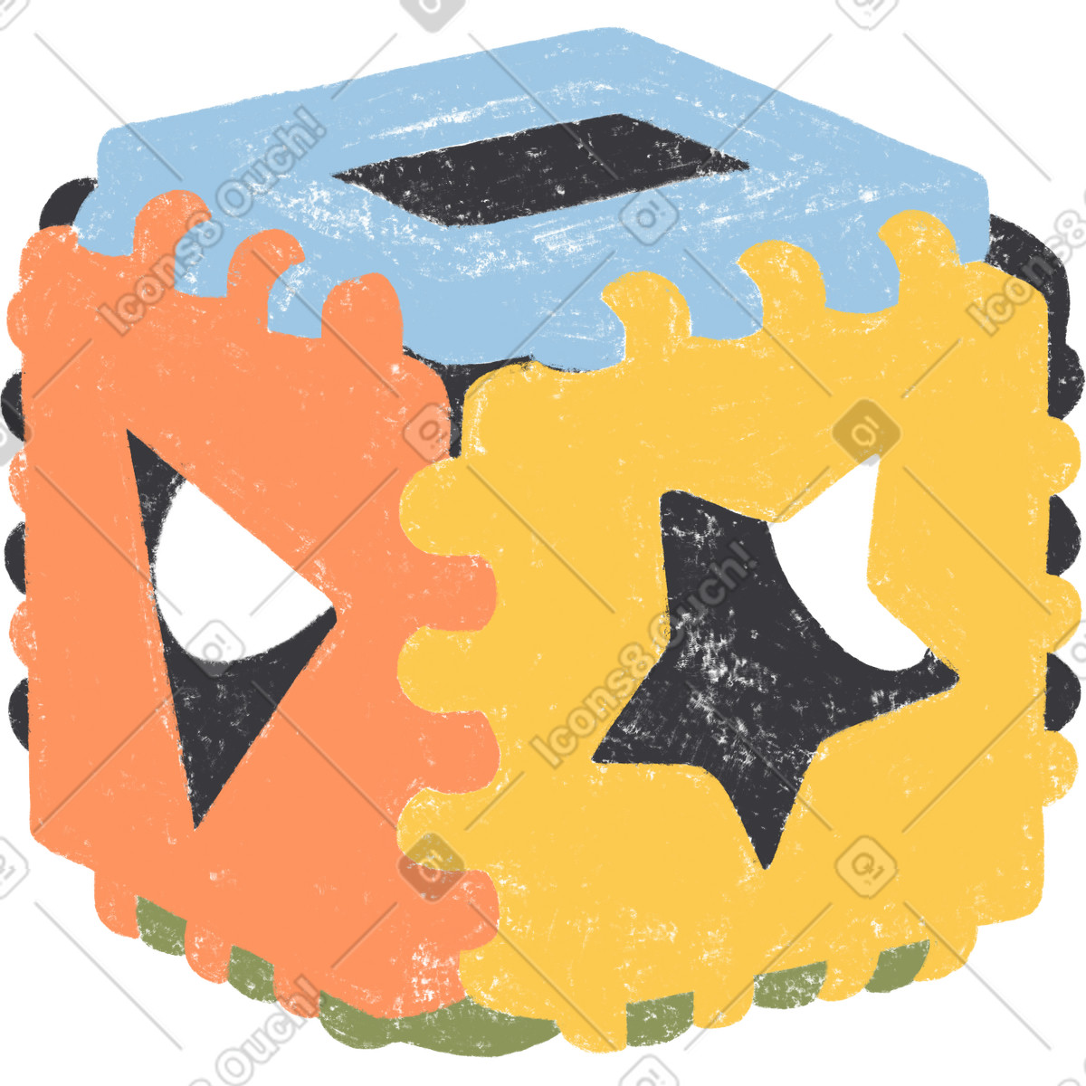 Ilustração de Children's toy square with different shapes em no estilo Chalky para baixar em PNG, SVG