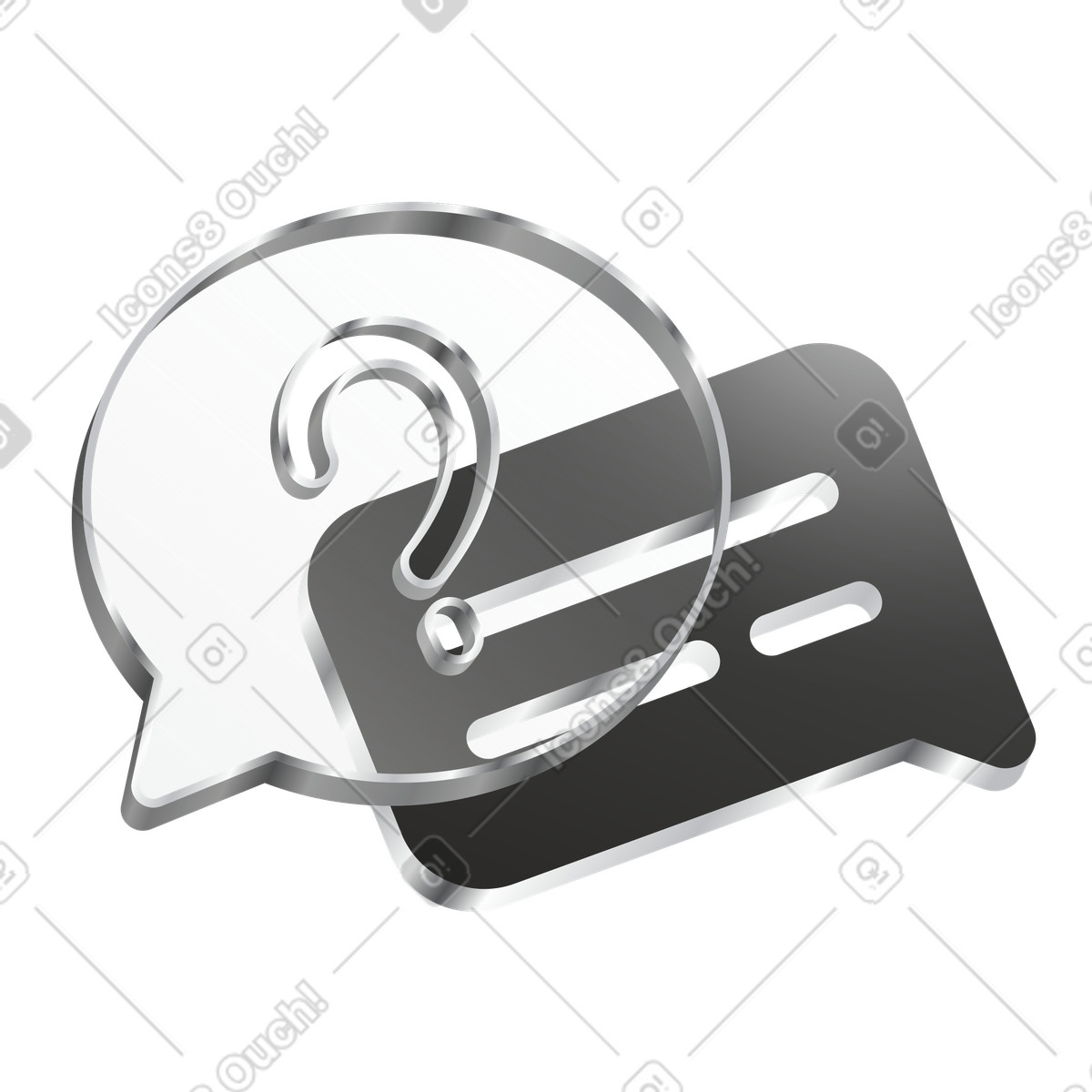 Question and answer speech bubbles, Customer support FAQ illustration in Token style download in PNG, SVG