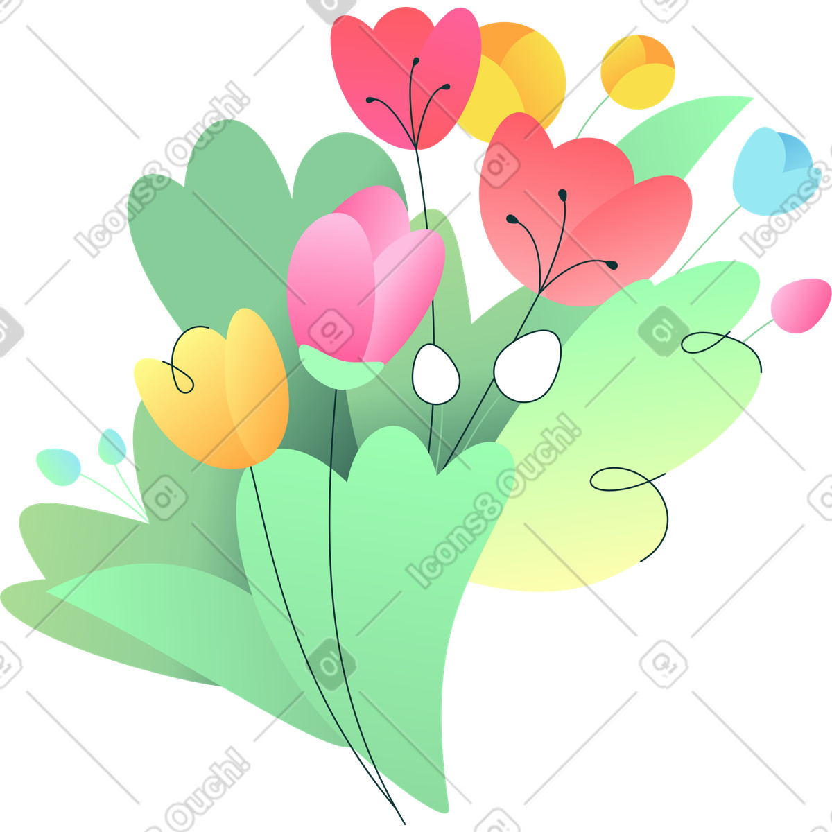 Ilustración Manojo en estilo Florid a descargar en PNG y SVG