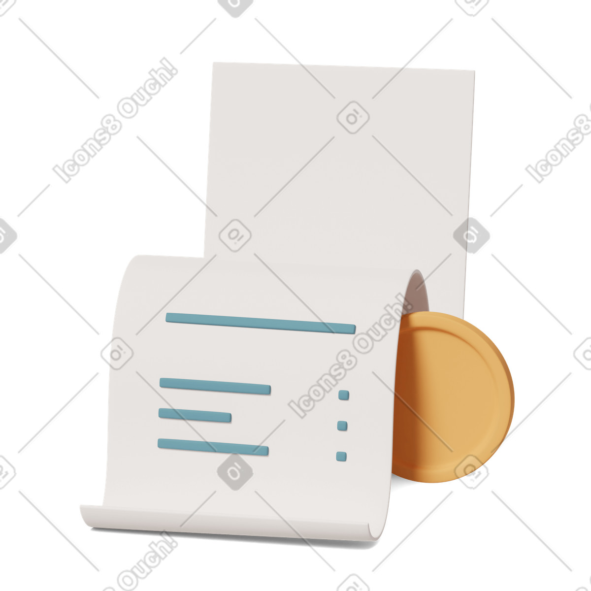 Cash receipt and coin illustration clipart image in PNG SVG GIF