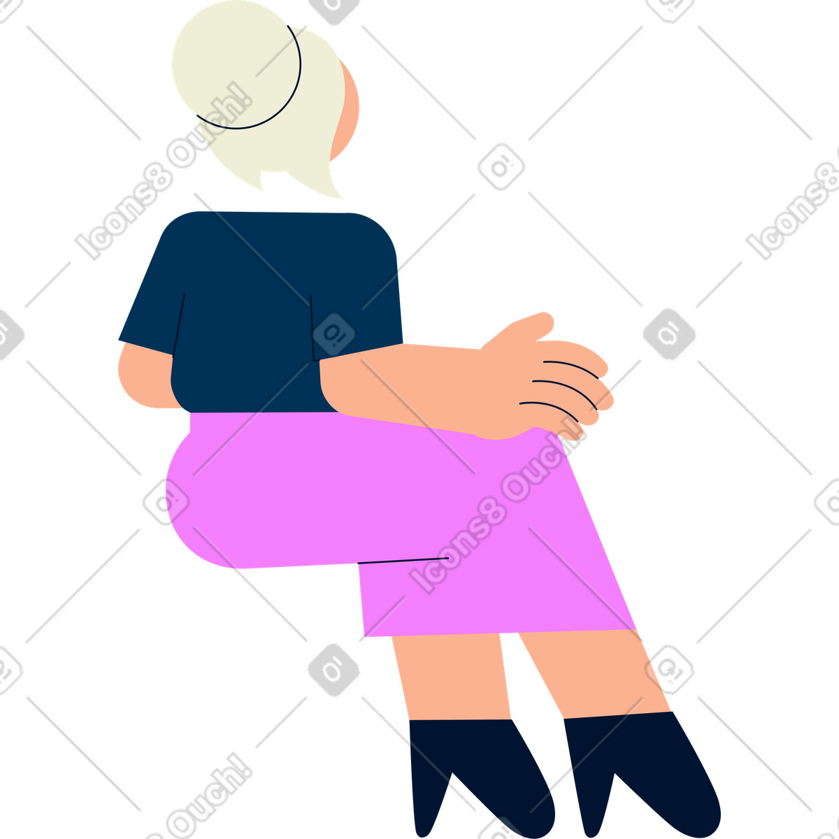 下载 Cubes 风格的 坐着的女人的背影 插画，支持 PNG、SVG 格式