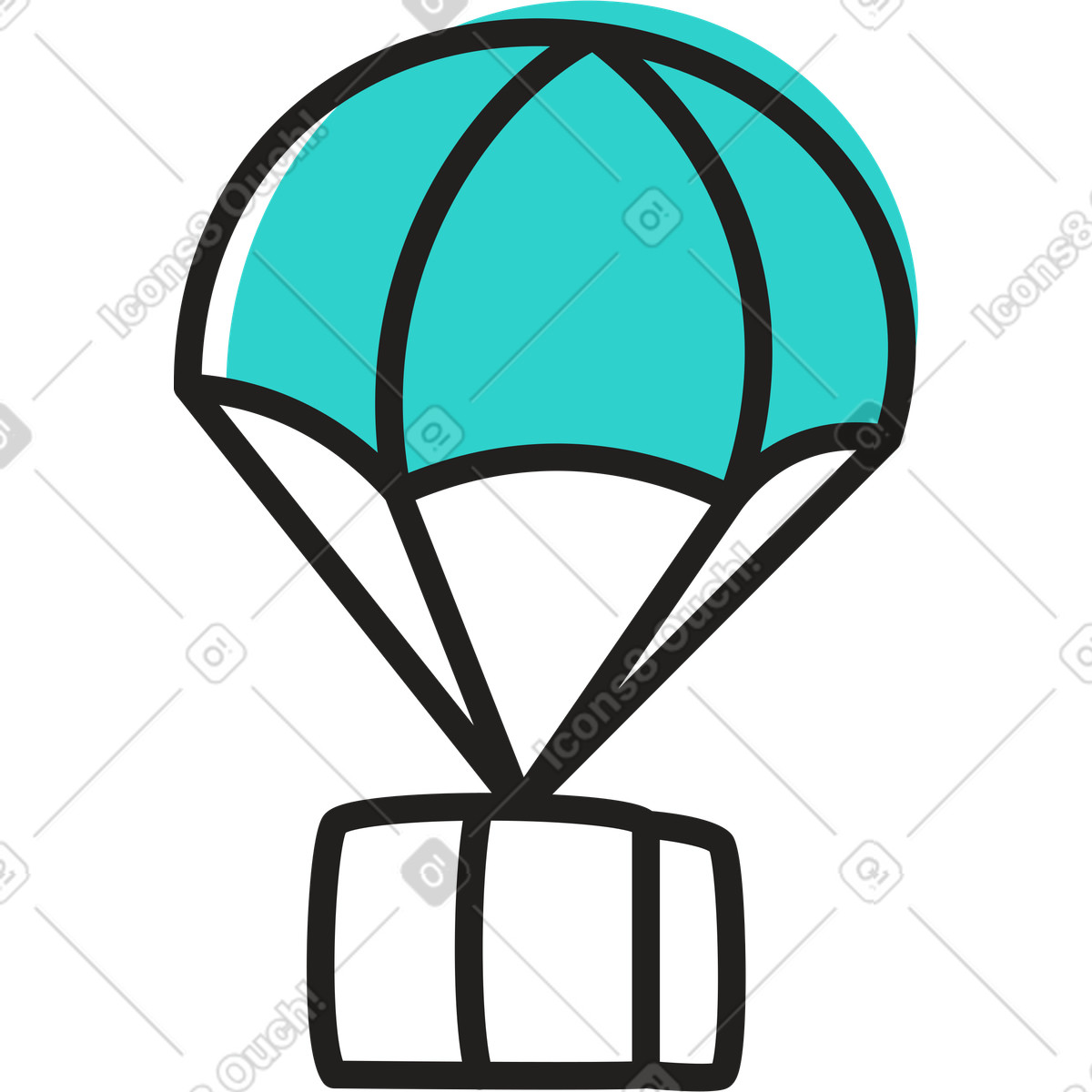 Box with parachute illustration in Little style download in PNG, SVG