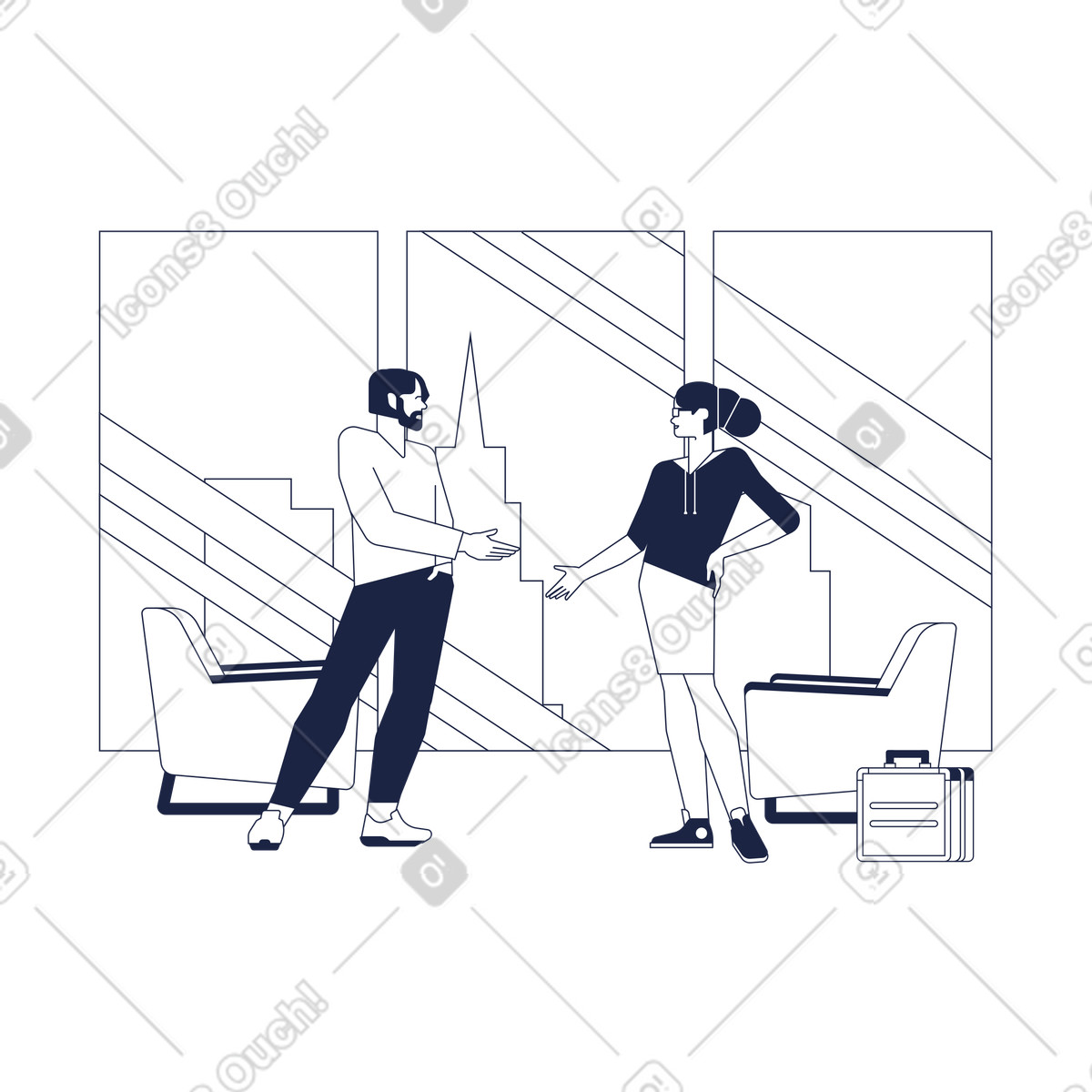 Urban Line 스타일의 Payment confirmation and business deal, Agreement cooperation 일러스트레이션 PNG, SVG 다운로드