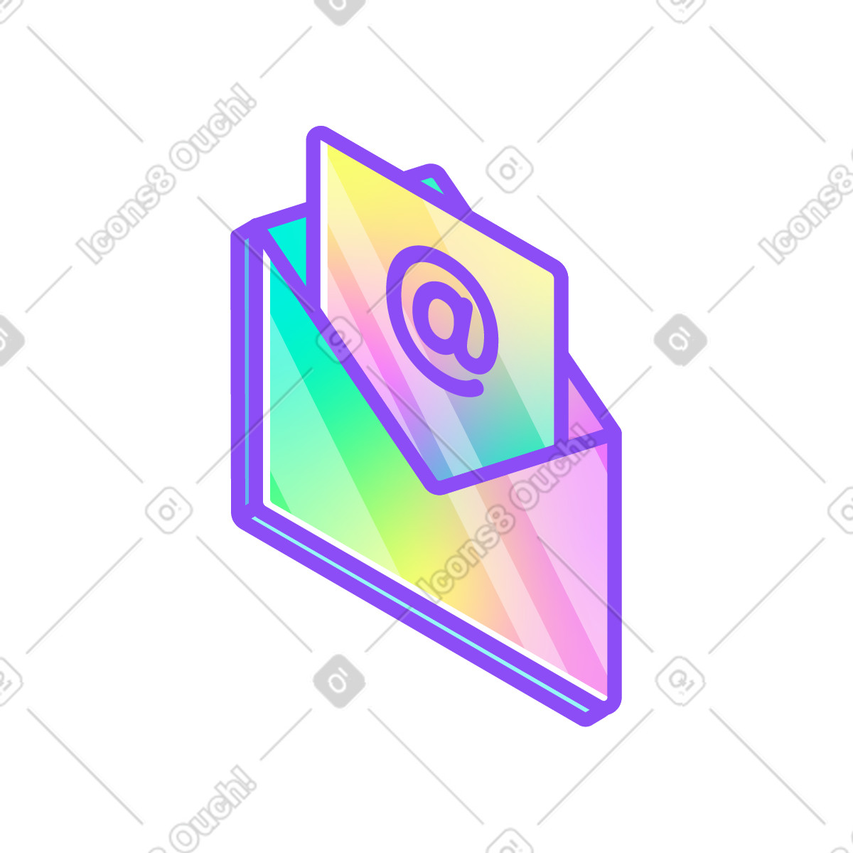 E-letter illustration in Holographic style download in PNG, SVG