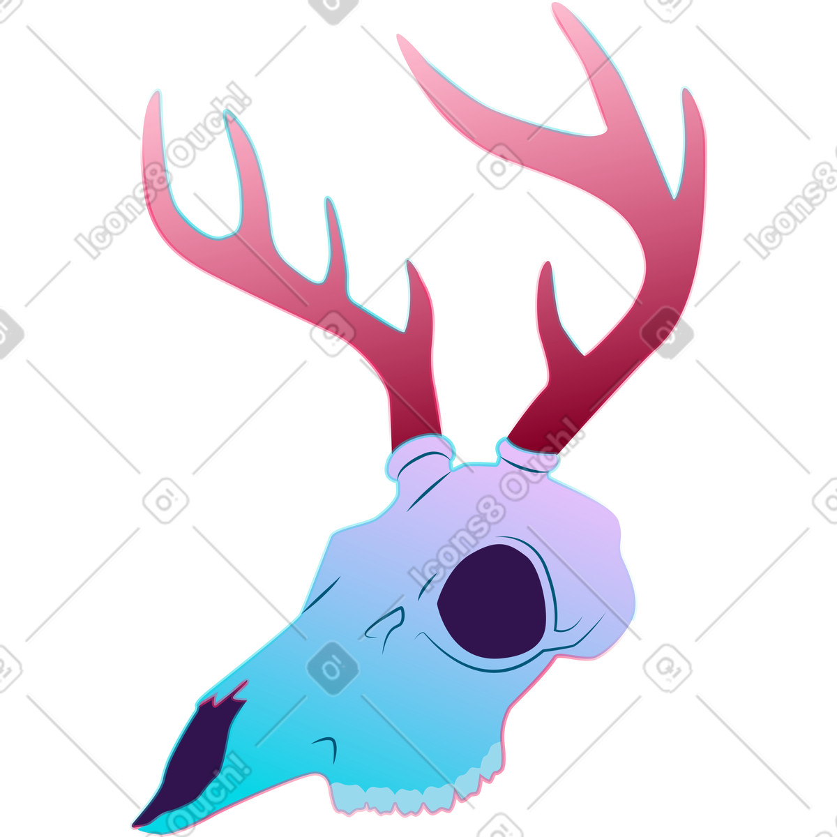 Illustration Crâne de cerf dans le style Neon à télécharger aux formats PNG, SVG
