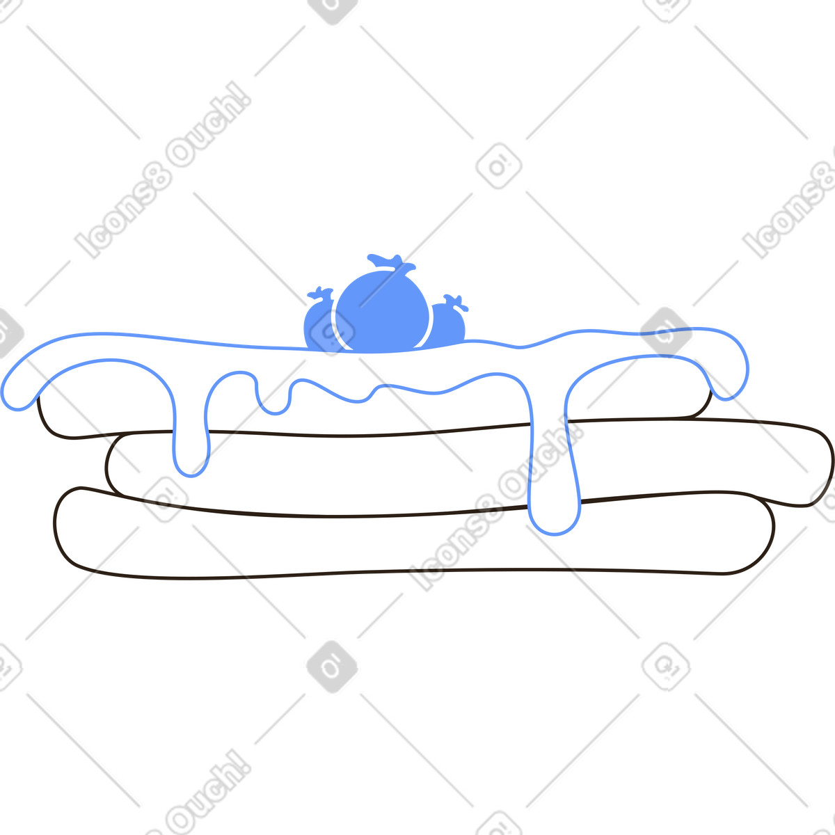 Ilustración Panqueques con crema y bayas en estilo Plain a descargar en PNG SVG