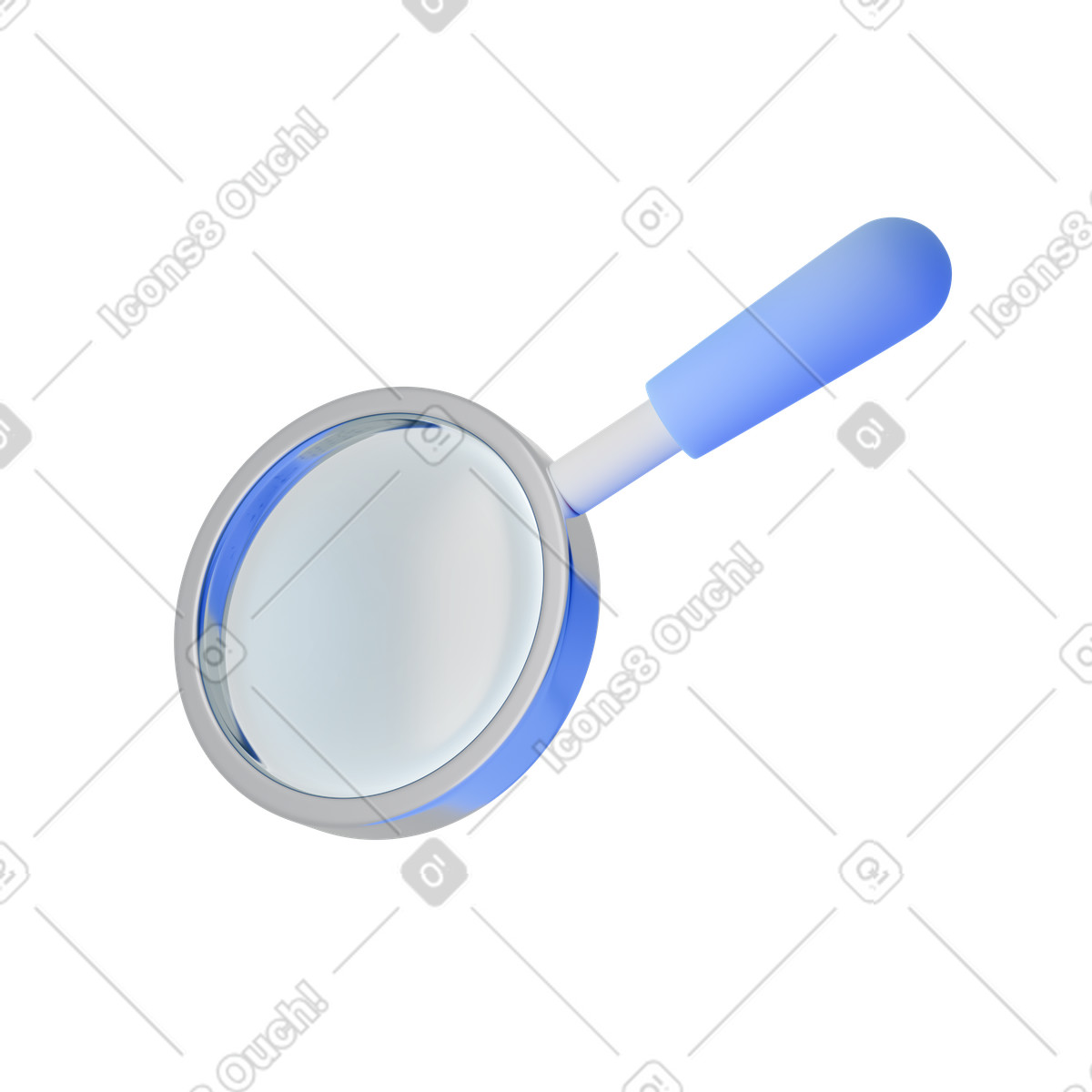 Magnifying glass illustration in 3D Blueprint style download in PNG, SVG