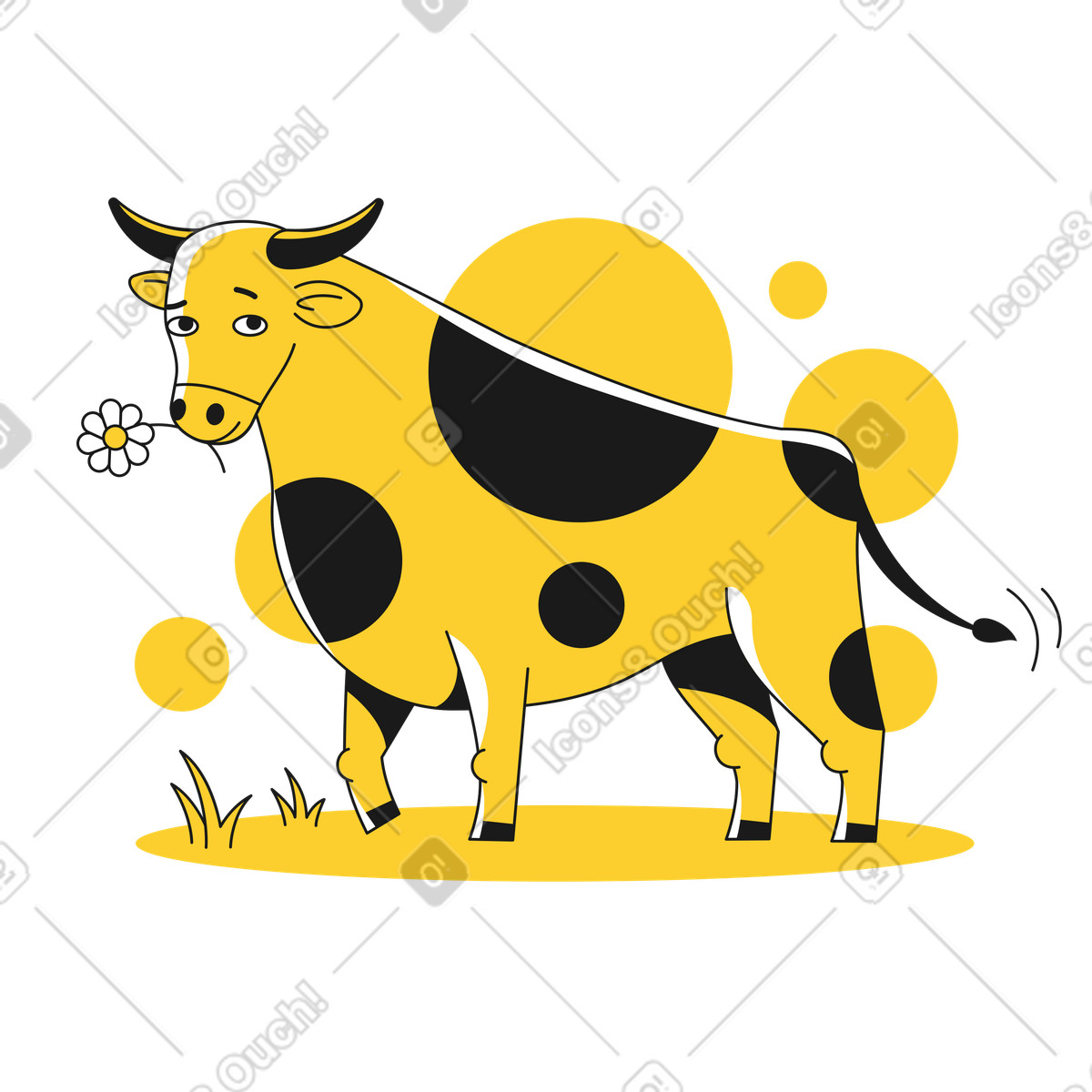 Ilustración animada Bull with flower en estilo Taxi a descargar en GIF, Lottie (JSON), AE