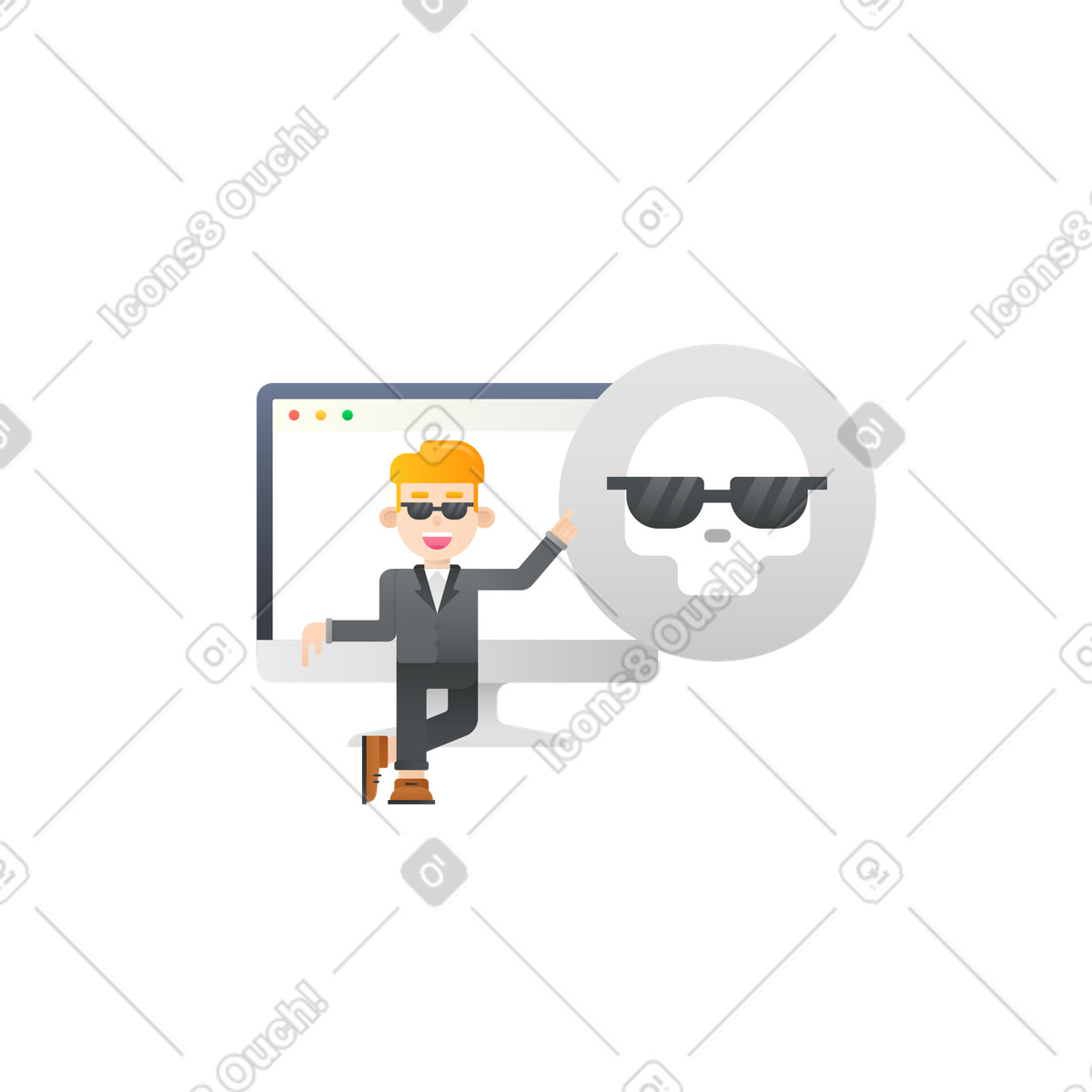 Dark web, web security service illustration in Hugo style download in PNG, SVG