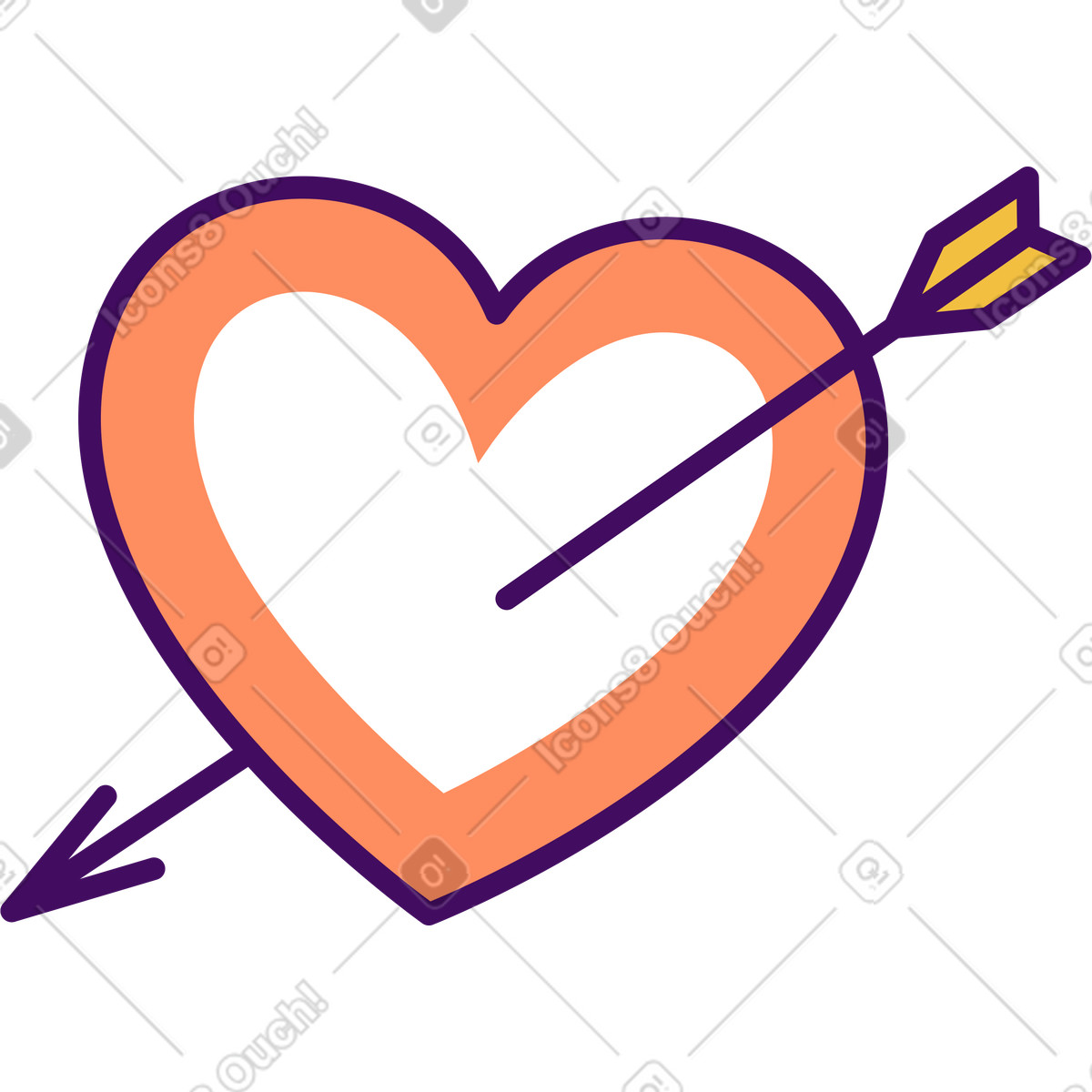 Simplistic スタイルの 矢が刺さった心臓 のイラストをPNG、SVG形式でダウンロード