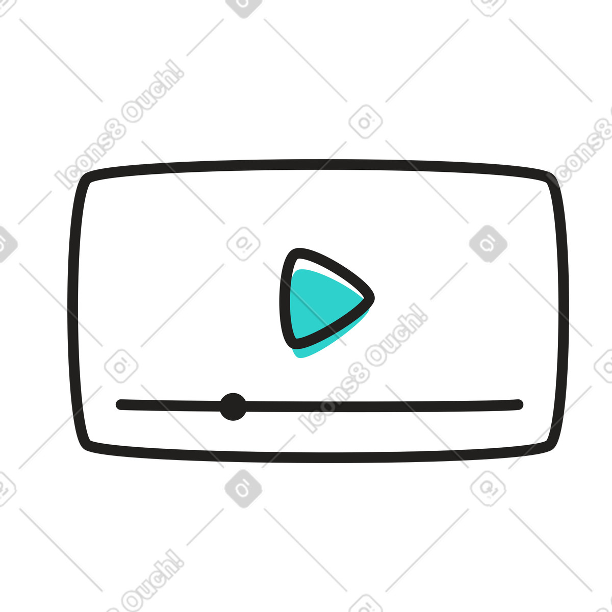Video content playback in media player illustration in Little style download in PNG, SVG