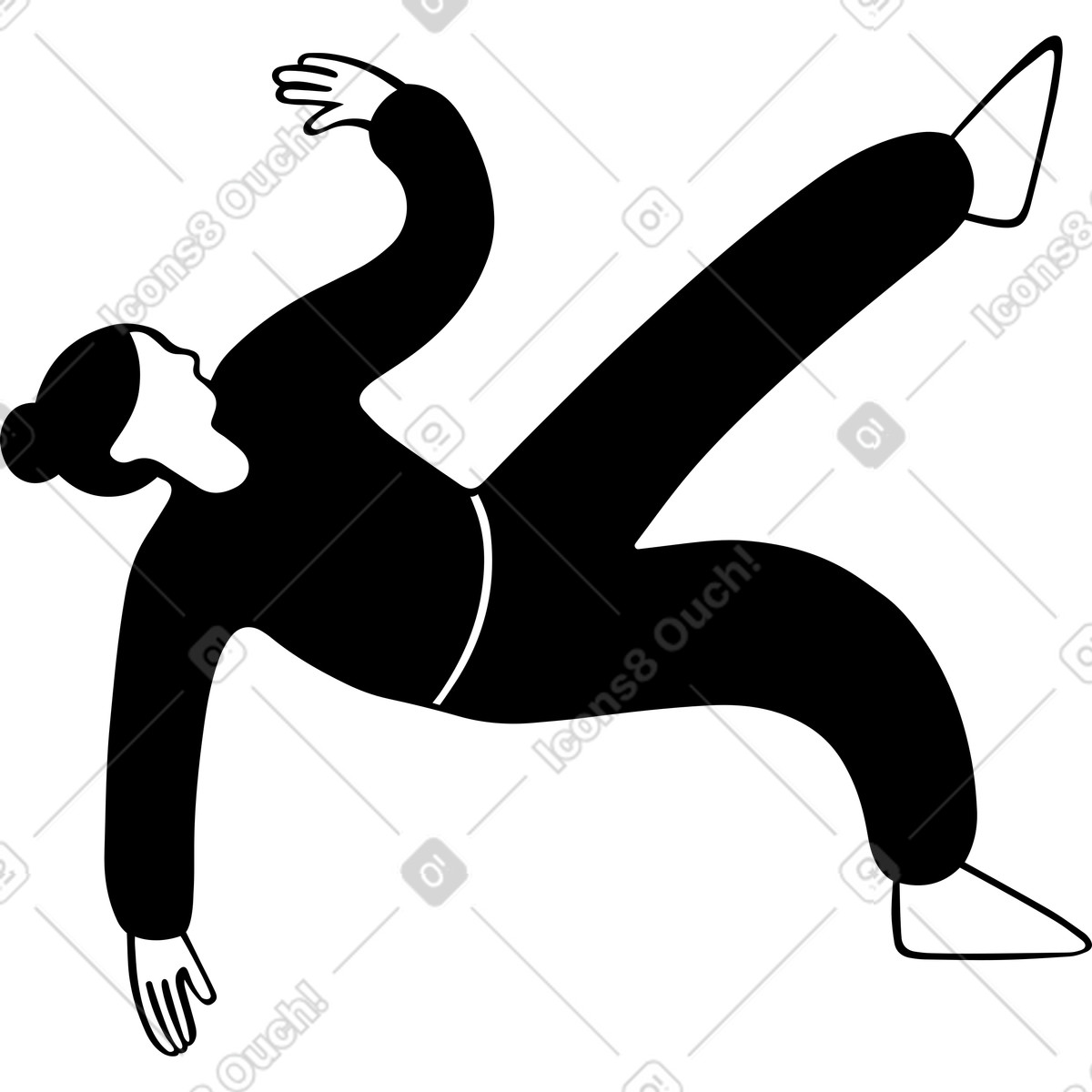 Liegende frau mit erhobener hand-Illustration im Journal-Stil als Download in PNG, SVG