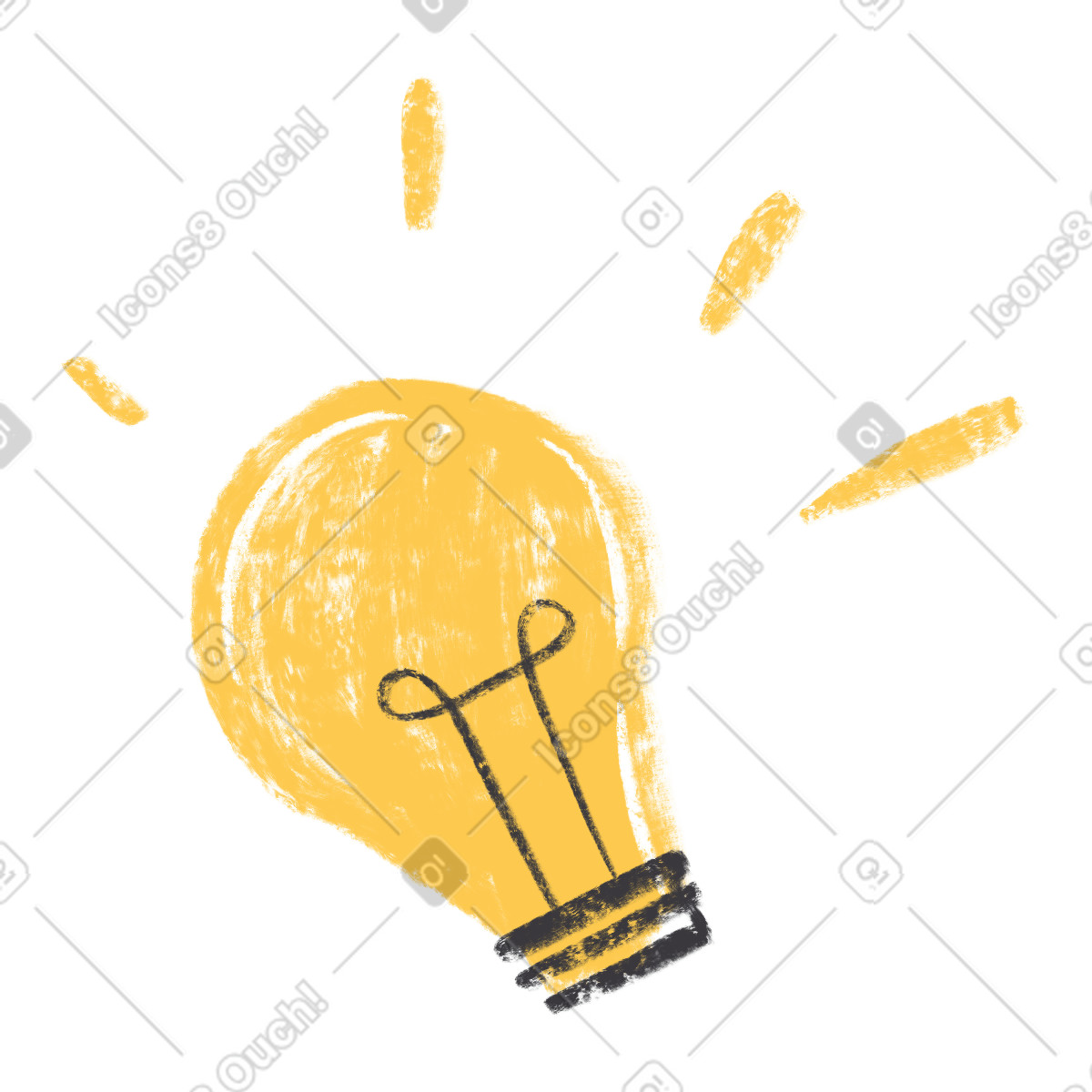 Ilustración Glowing yellow light bulb en estilo Chalky a descargar en PNG y SVG