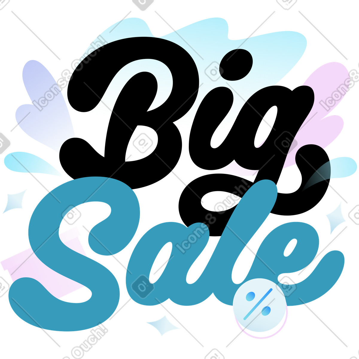Ilustração de Decorative big sale lettering, Seasonal discount promotion em no estilo Airy para baixar em PNG, SVG