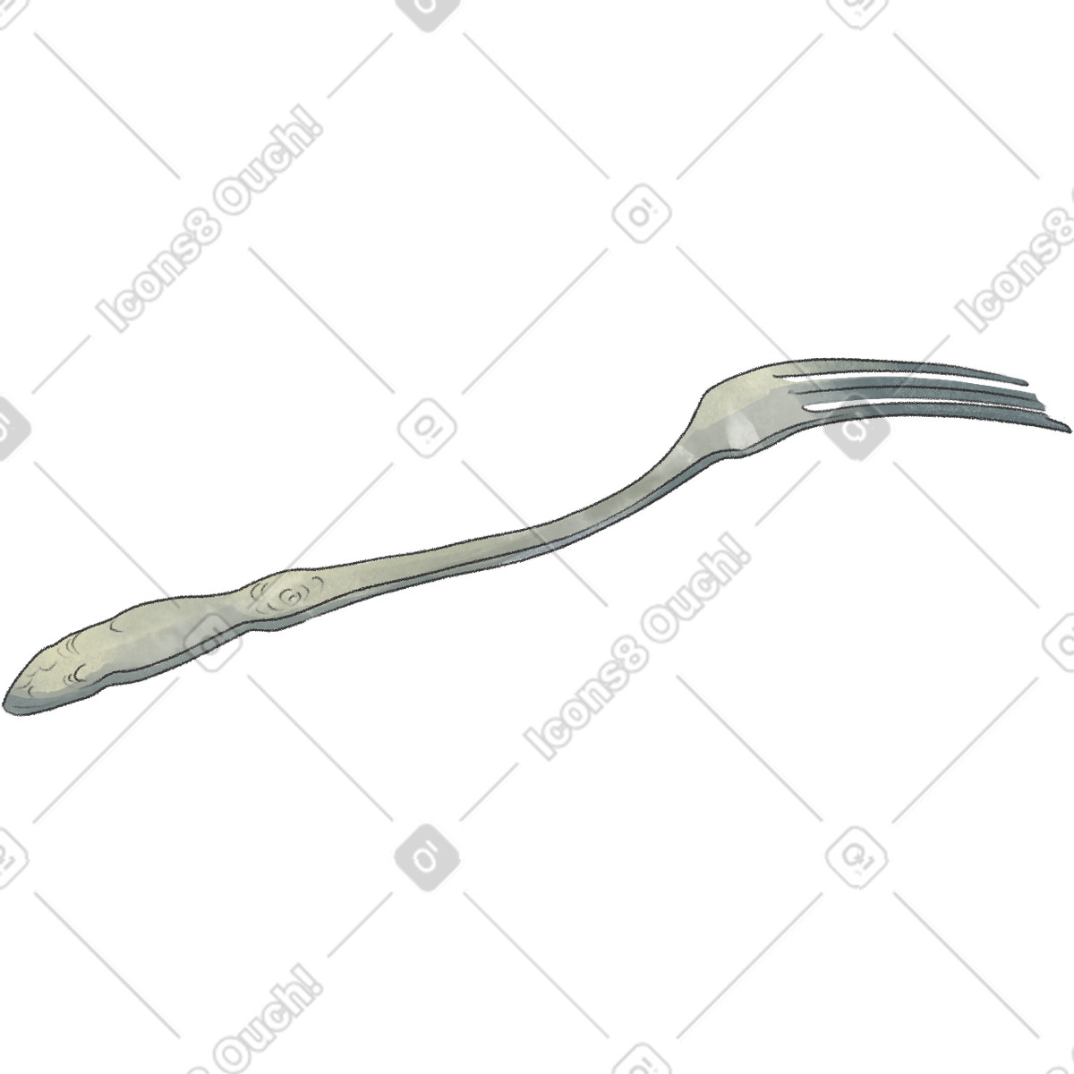 Silver fork illustration in Seasons style download in PNG, SVG