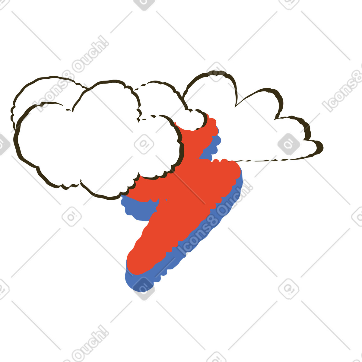 Ilustración Nubes y relámpagos durante la tormenta en estilo Bermuda a descargar en PNG SVG