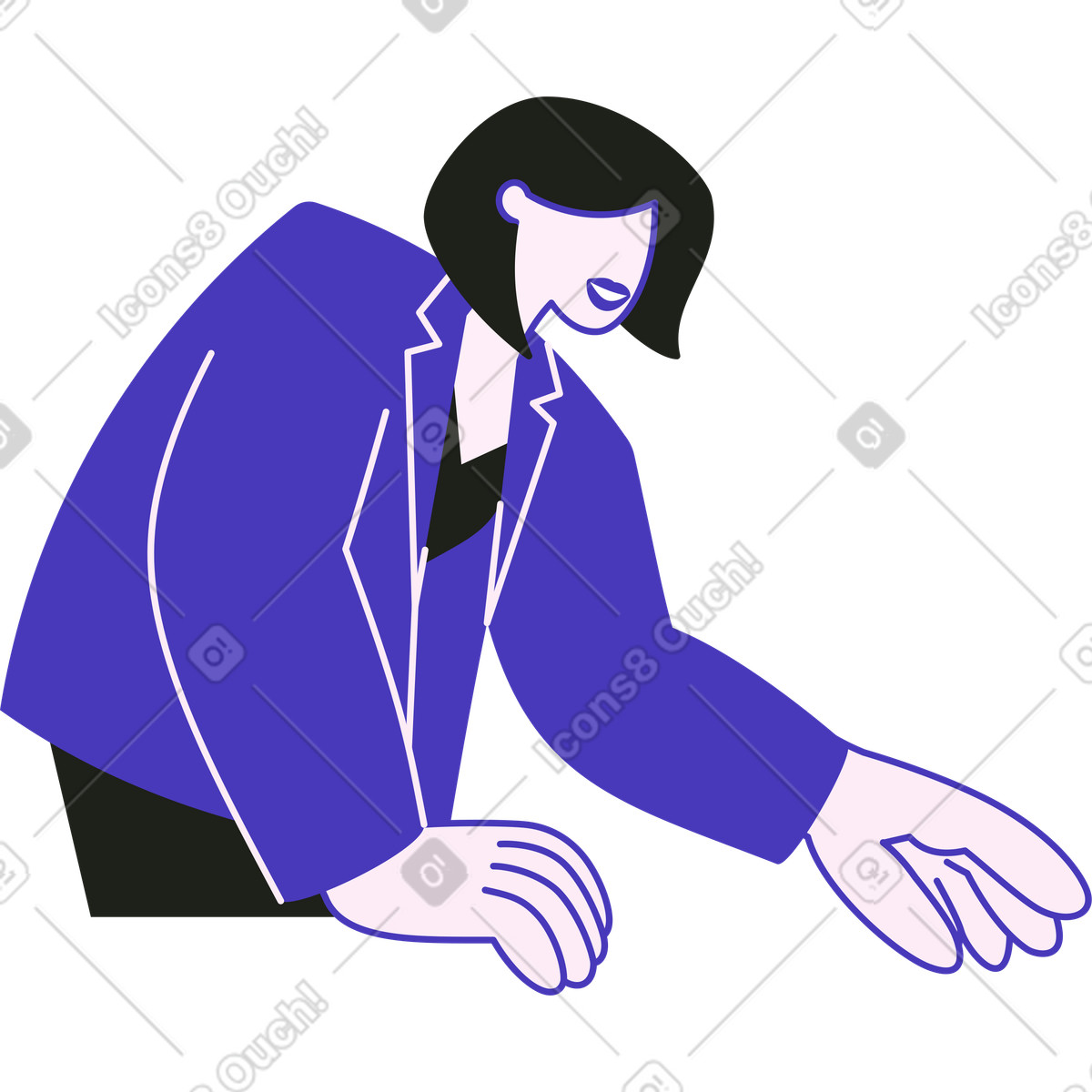 Ilustração de Mulher jaqueta inclinada para frente em no estilo Blueberry baixar em PNG, SVG