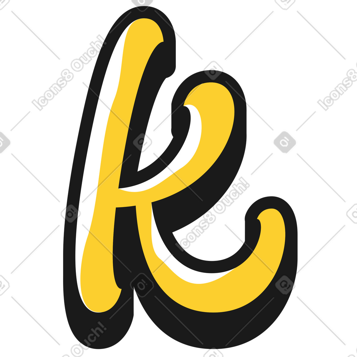 Lowercase letter k illustration in Taxi style download in PNG, SVG