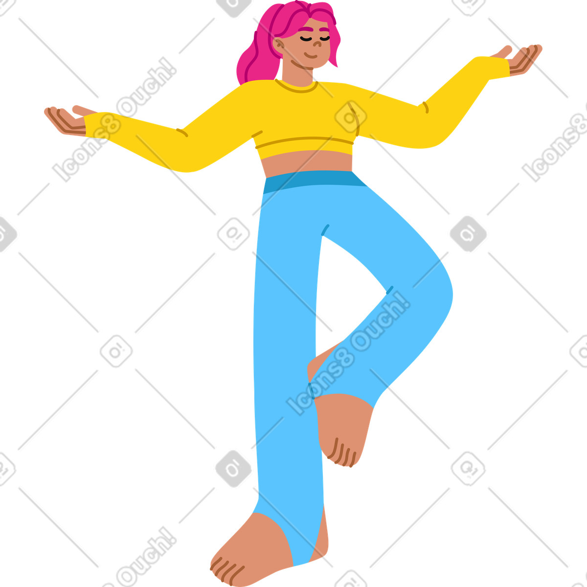 Illustration Jeune femme faisant du yoga dans le style Active à télécharger aux formats PNG, SVG