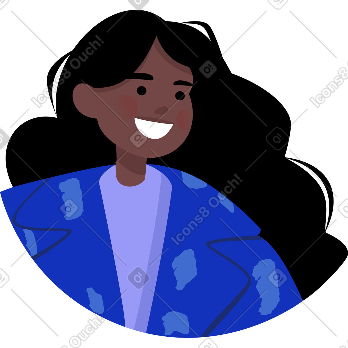 Smiling girl face-Illustration im Lagom-Stil als Download in PNG, SVG