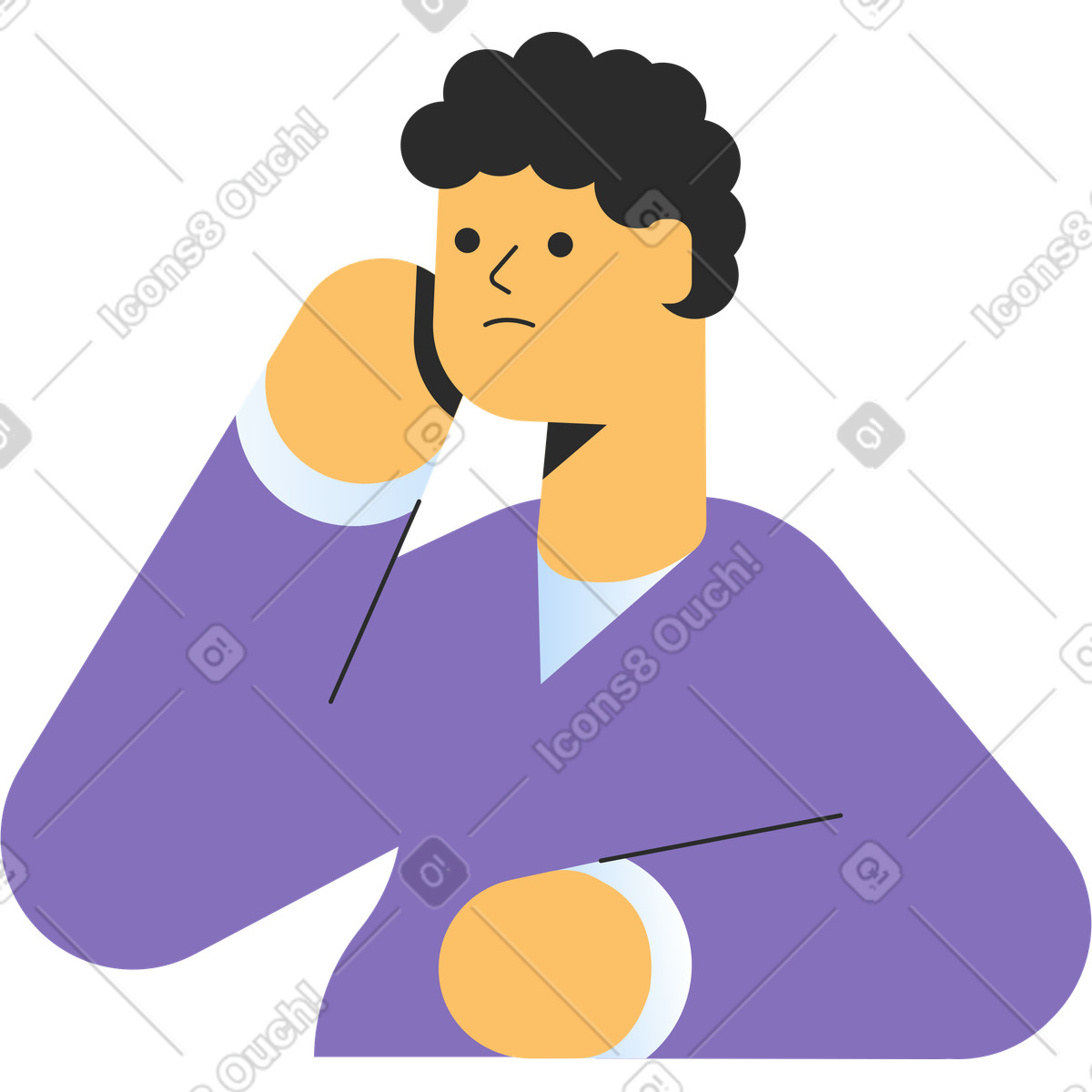 Thinking man illustration in Marginalia style download in PNG, SVG