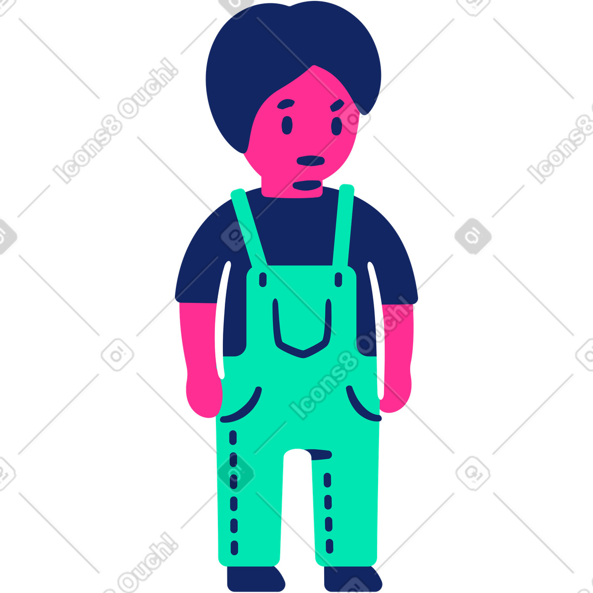 Illustration Enfant en salopette dans le style Cyborg à télécharger aux formats PNG, SVG