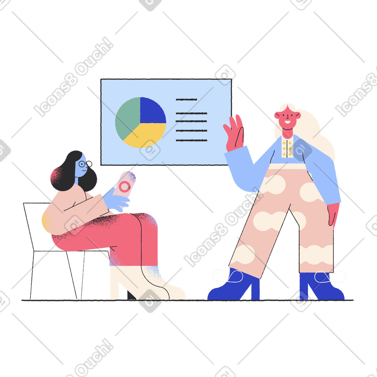 Presenting school project illustration in Pablo style download in PNG, SVG