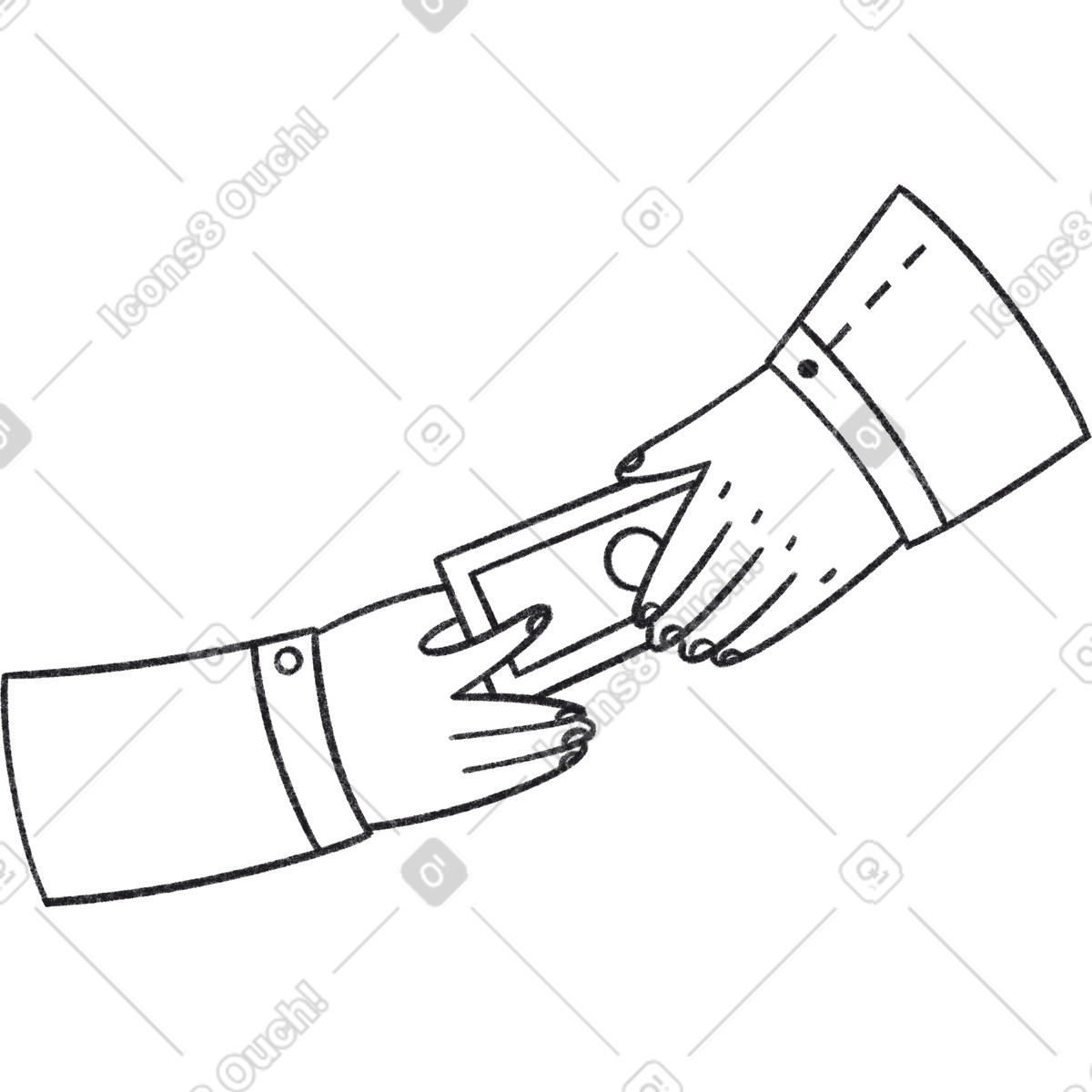 Hands holding banknote illustration in Bonbon Line style download in PNG, SVG