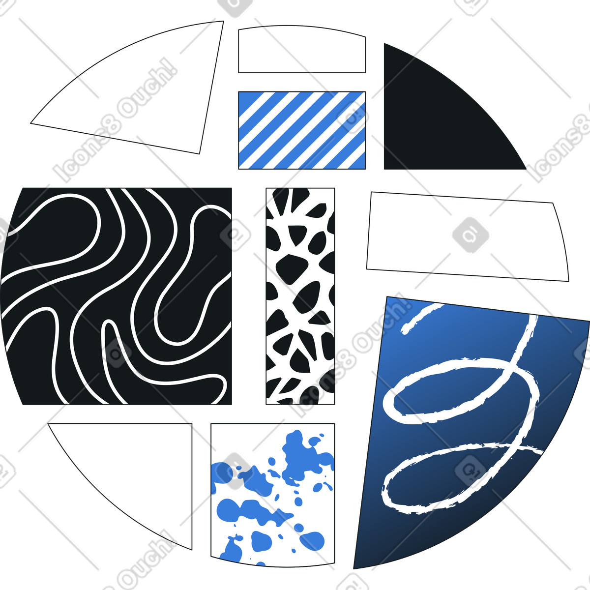 Parti del cerchio con texture illustrazione in stile Midnight scarica in PNG, SVG