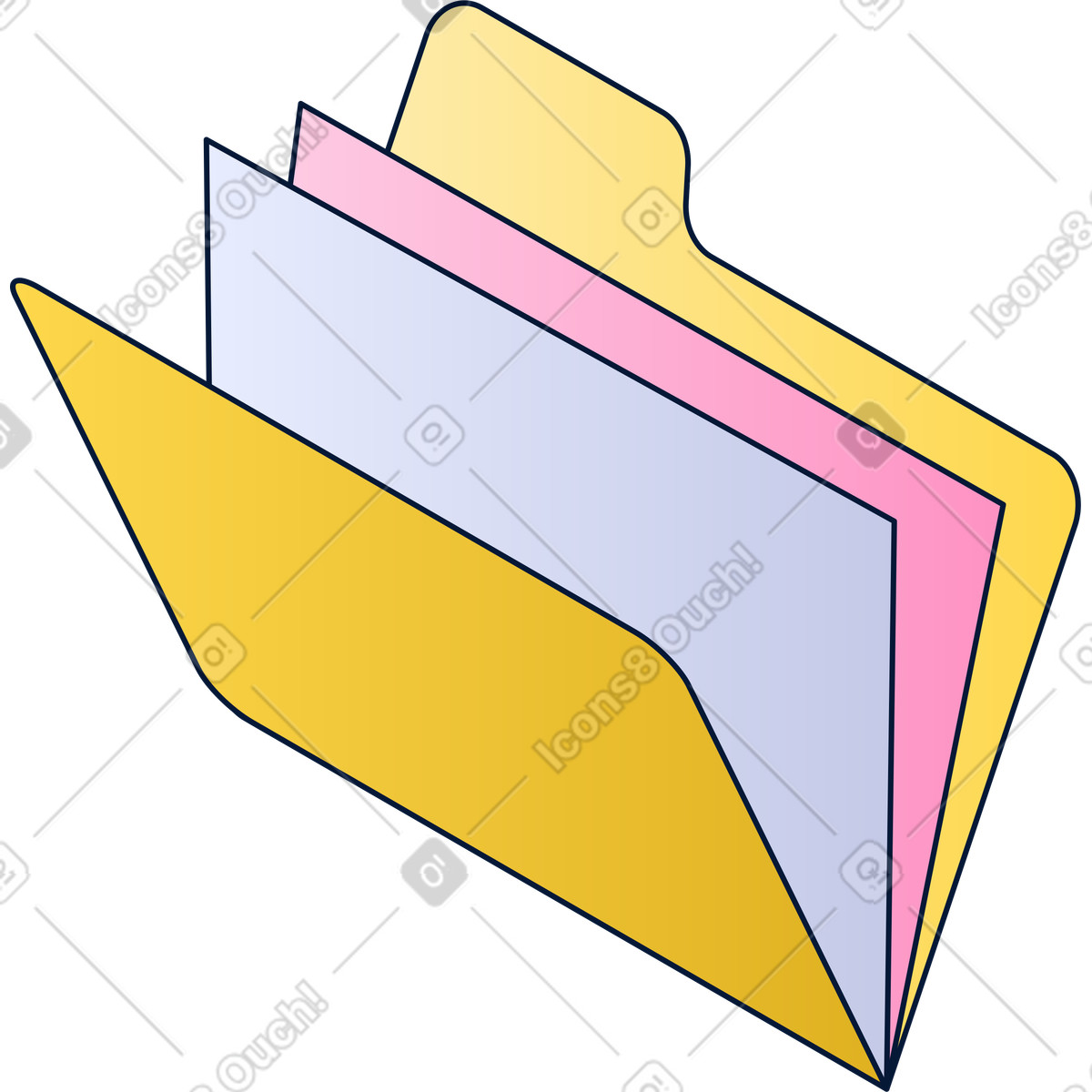 Illustration Dossier des documents ouvert dans le style Neat à télécharger aux formats PNG, SVG