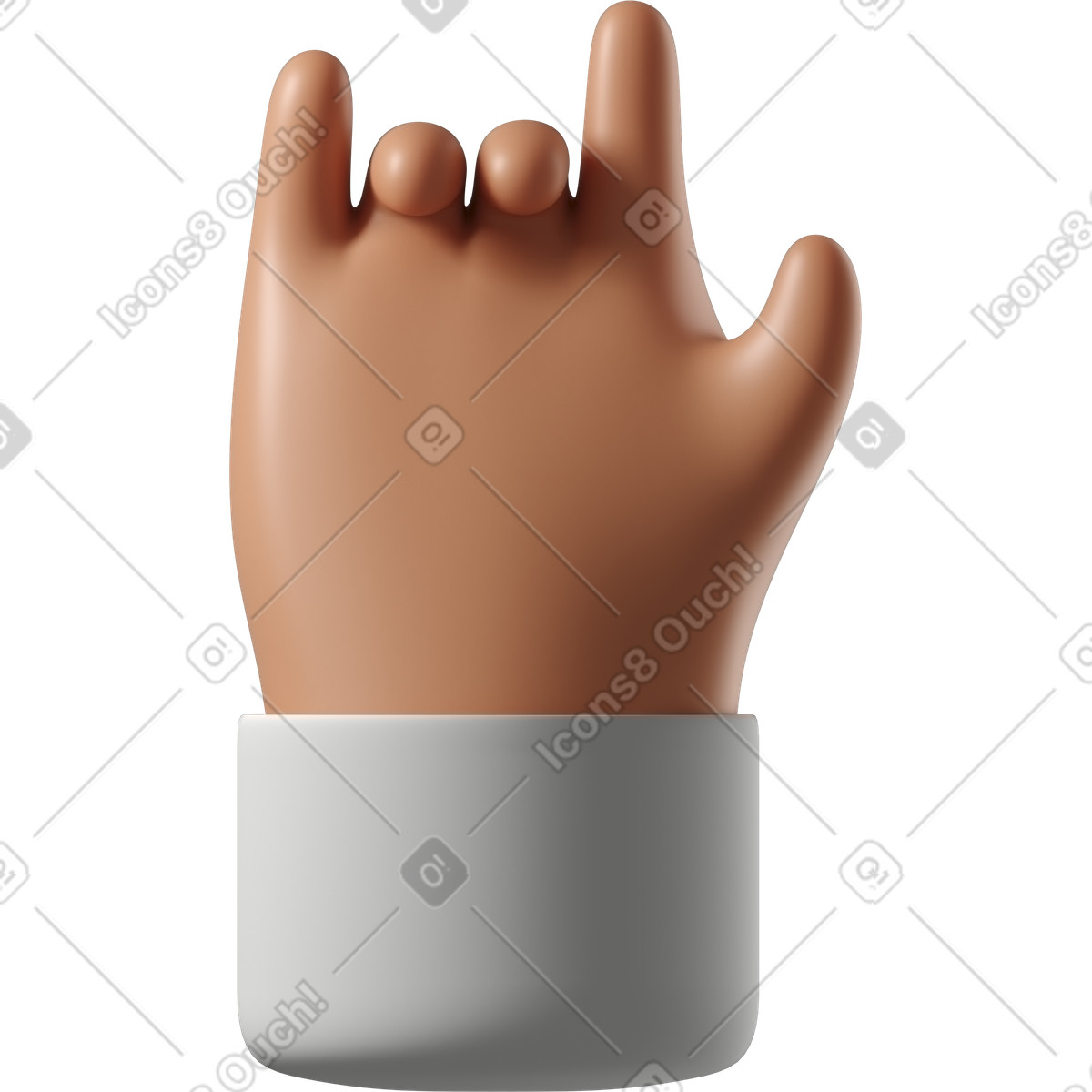 Ilustración Mano de piel bronceada haciendo el amor que firmas en estilo 3D Hands Fun&Wild a descargar en PNG y SVG