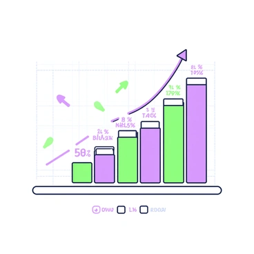 A chart illustrating the financial growth potential of Tata AIA products is presented. The chart features a vertical bar graph with multiple bars of varying heights, each representing different products. The bars are labeled with green and purple text, detailing the product names and their respective growth percentages. Above the bars, there are green and purple arrows indicating upward trends. In the background, there are faint grid lines to emphasize the data points, and at the bottom, a legend defines the color coding for each product category.