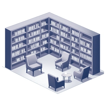 A library annex with multiple rows of dark wooden bookshelves, towering high and filled with various books. The shelves are arranged in neat rows, creating narrow aisles for visitors to walk through. In one corner, there are several cozy reading nooks, each featuring plush armchairs and small side tables. Soft light from nearby lamps illuminates these areas, inviting readers to sit and enjoy their books. The atmosphere is calm, with an absence of noise, and the design is functional, allowing for both comfort and accessibility.