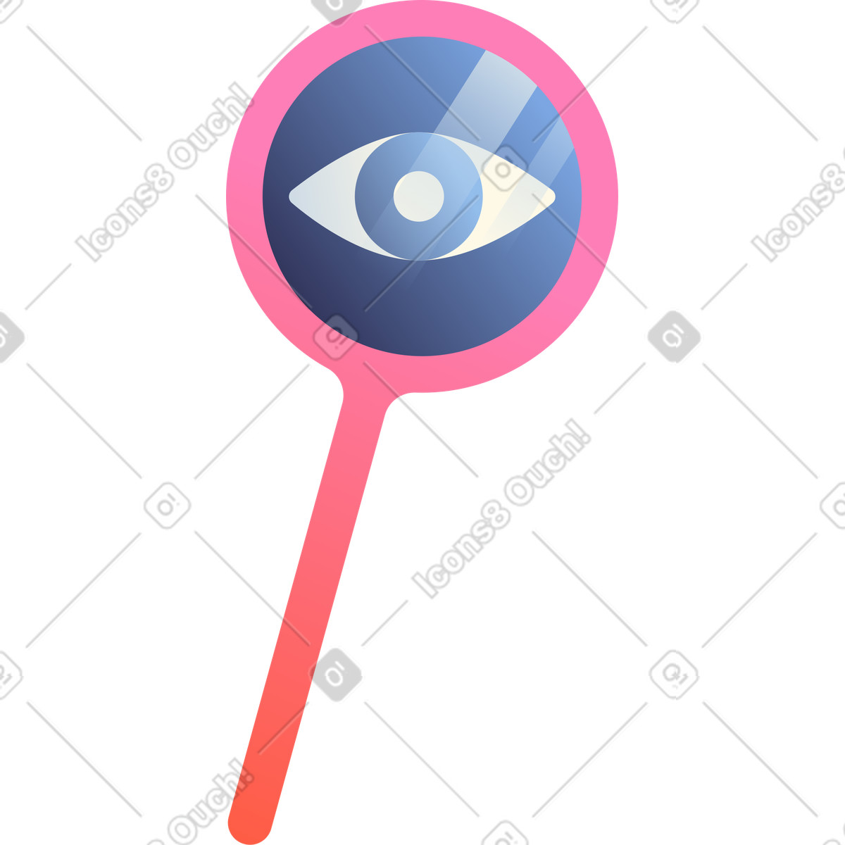 Lupe mit roboterauge-Illustration im Beam-Stil als Download in PNG, SVG