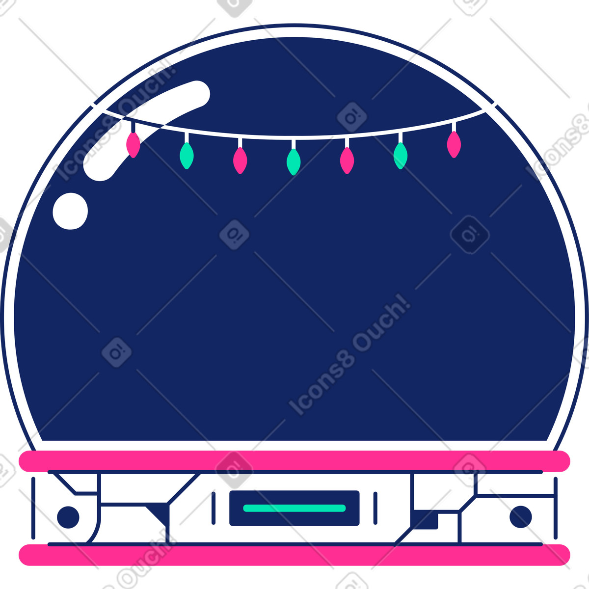 Globo di neve con ghirlanda illustrazione in stile Cyborg scarica in PNG, SVG