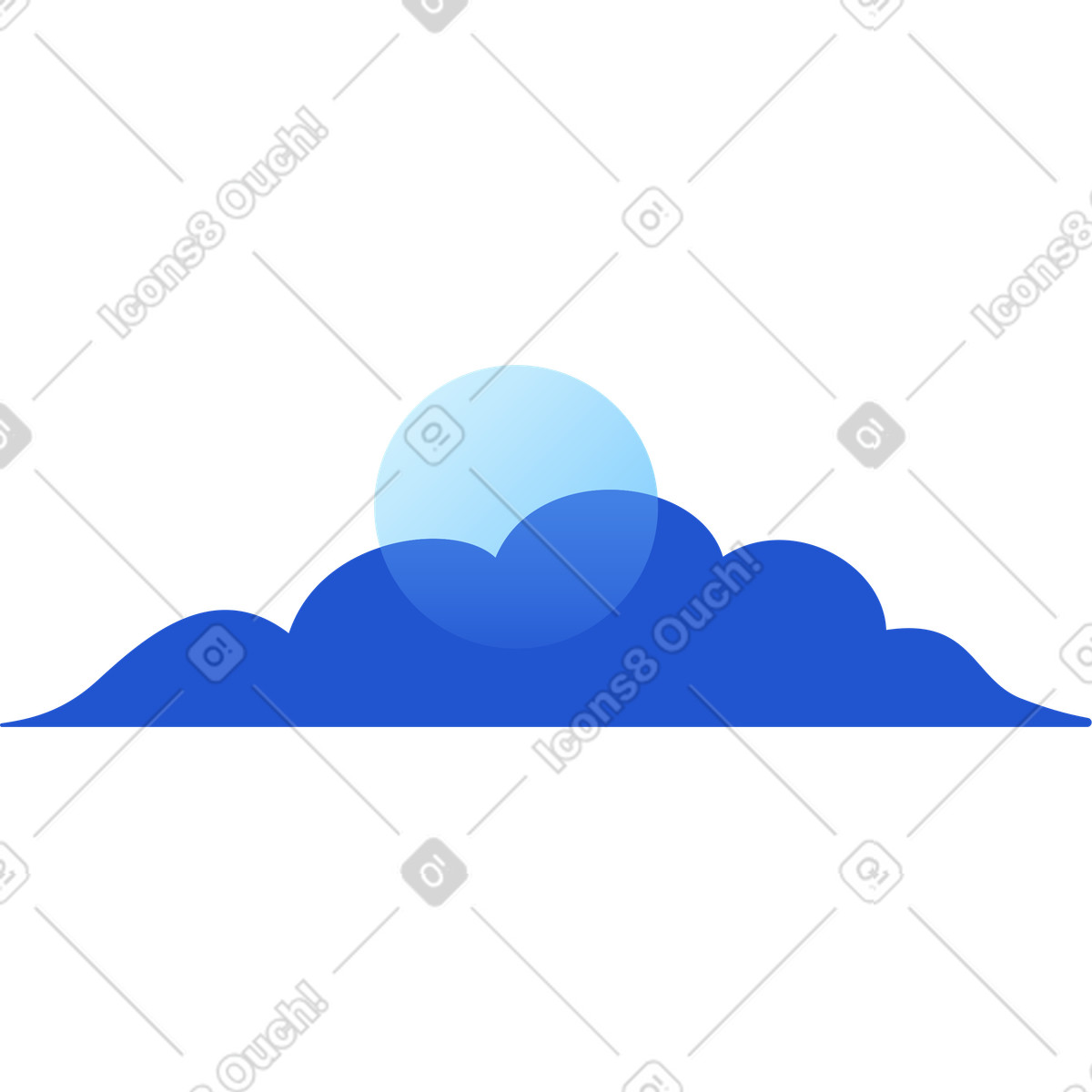 Ilustración Nube con luna en estilo Glossy a descargar en PNG y SVG