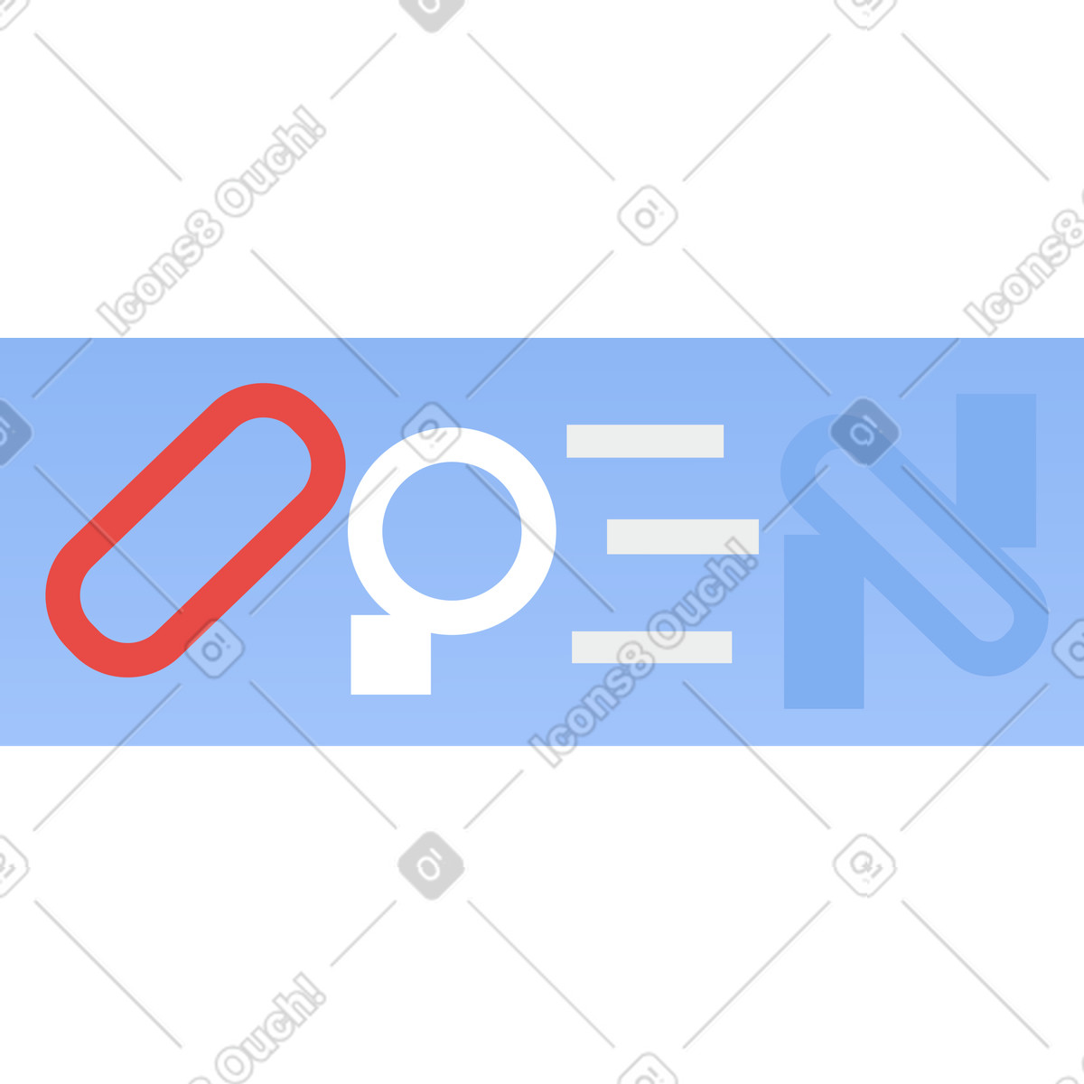 Ilustración Abierto en estilo Clip a descargar en PNG y SVG