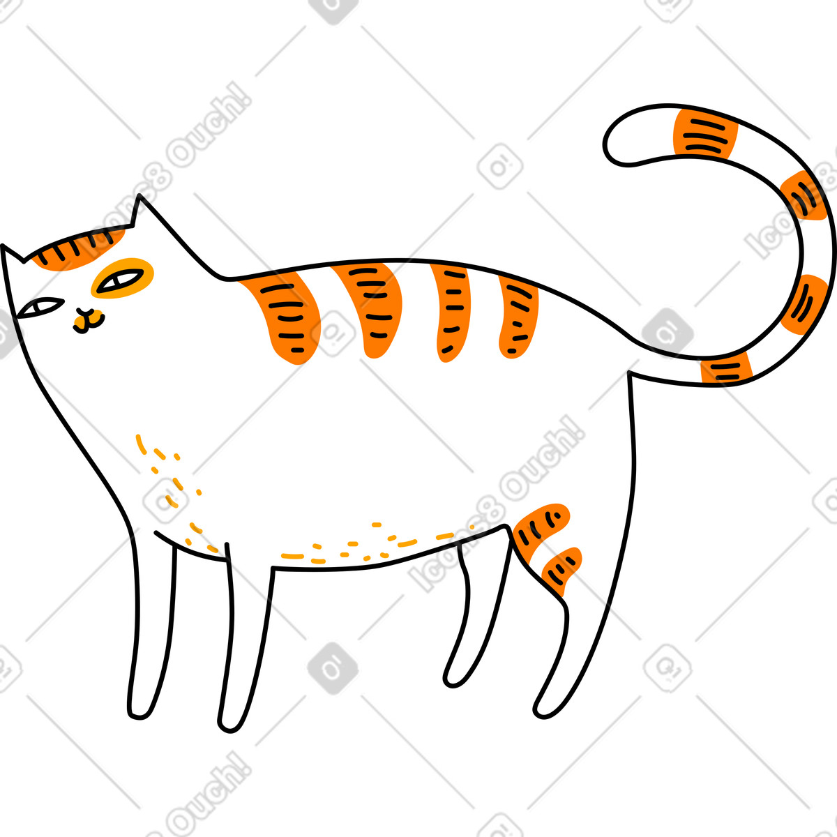 Cat illustration in Purr style download in PNG, SVG