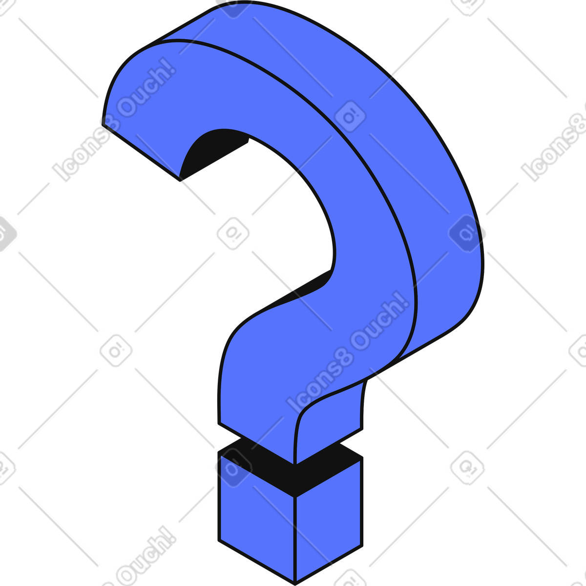 Question mark symbol large blue punctuation sign for uncertainty illustrazione in stile Main scarica in PNG, SVG