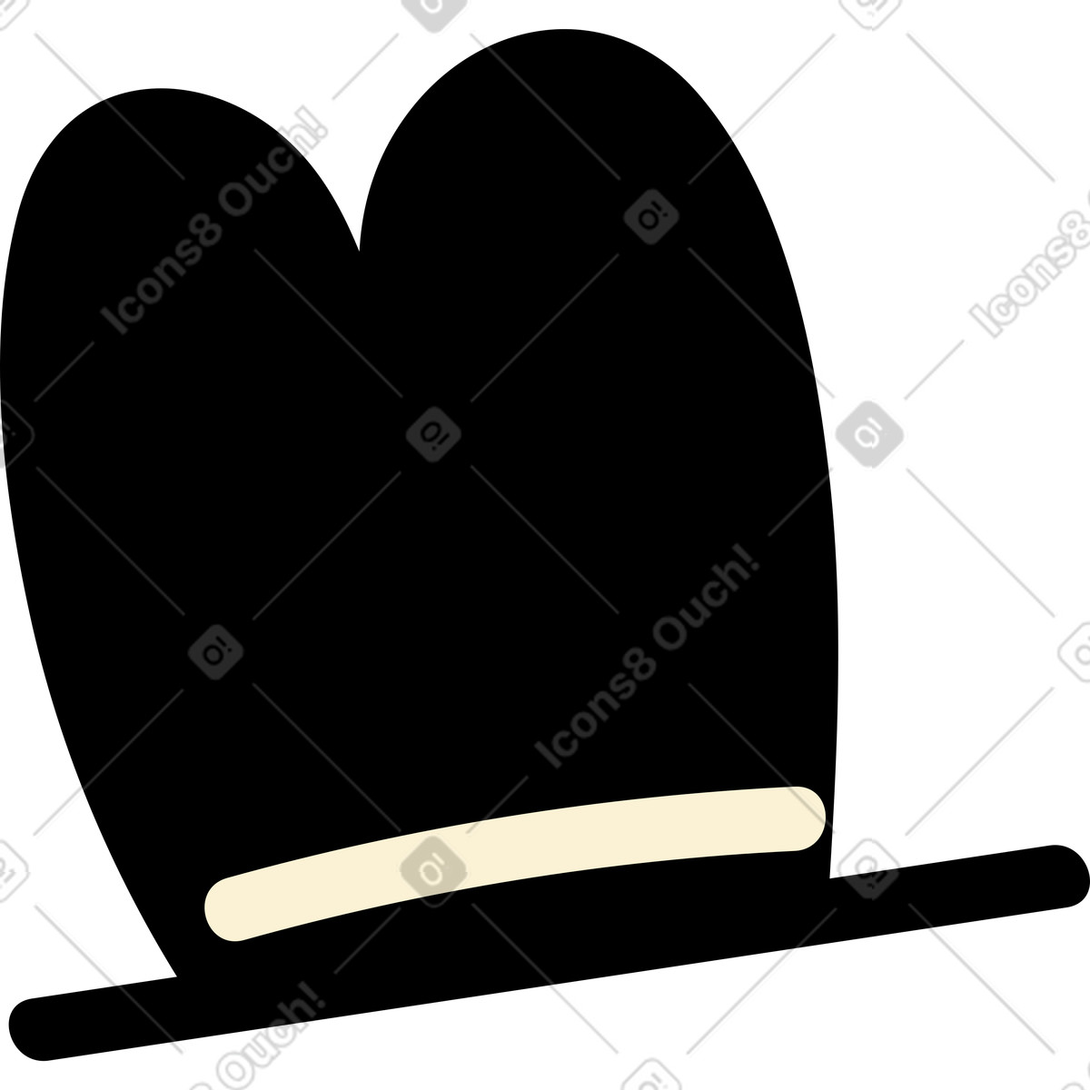 Ilustración Sombrero negro de ala recta en estilo Jelly a descargar en PNG y SVG