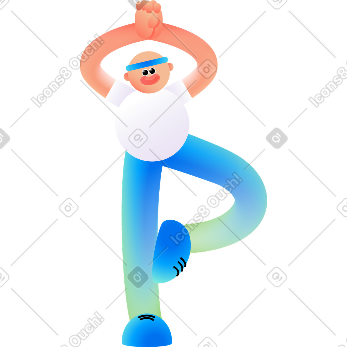 The guy plays sports illustration in Puffy style download in PNG, SVG