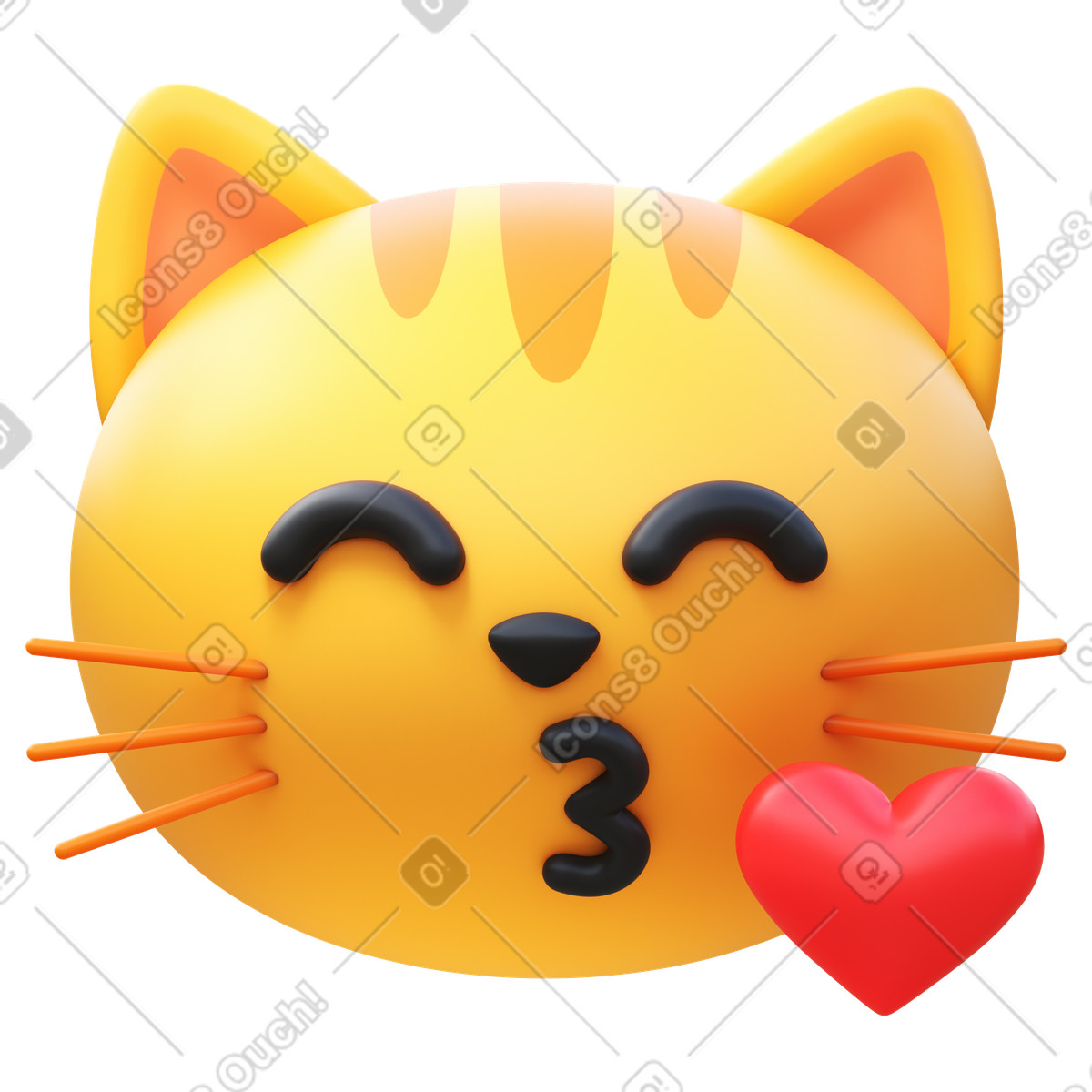 Kissing cat illustrazione in stile 3D Fluency scarica in PNG, SVG