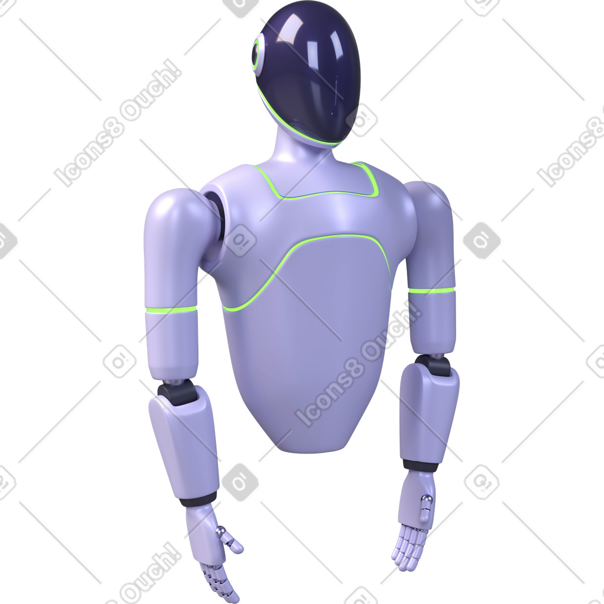 Assistente robot, personaggio umanoide con intelligenza artificiale, tecnologico futuristico illustrazione in stile 3D Boost scarica in PNG, SVG
