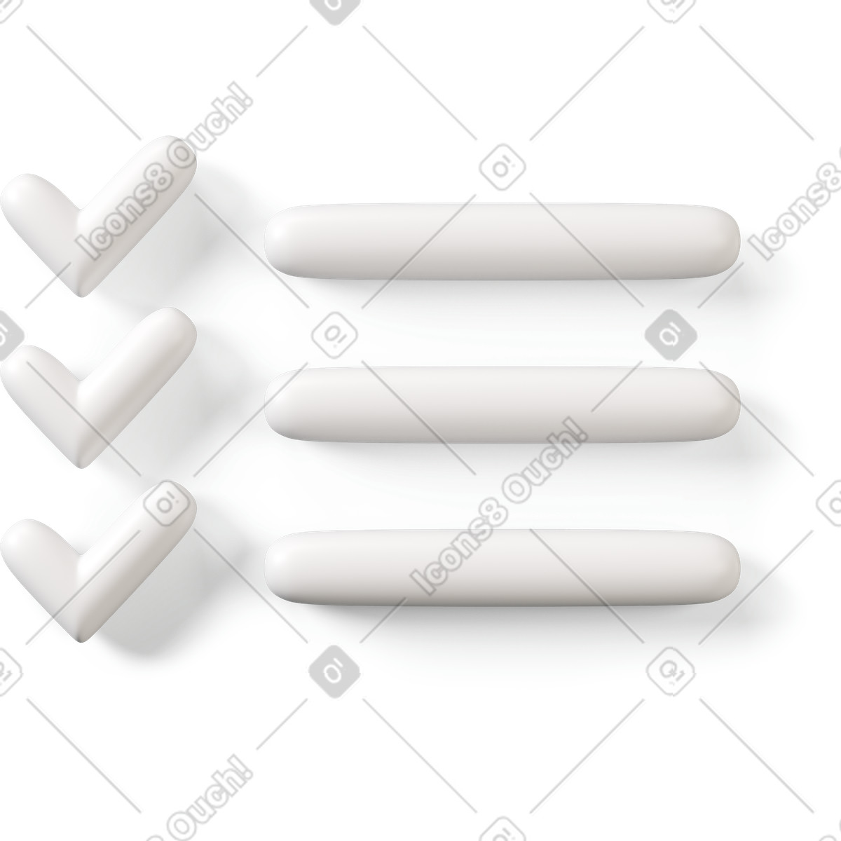 Ilustración Lista de verificación con ticks hechos en estilo 3D Buddy a descargar en PNG y SVG